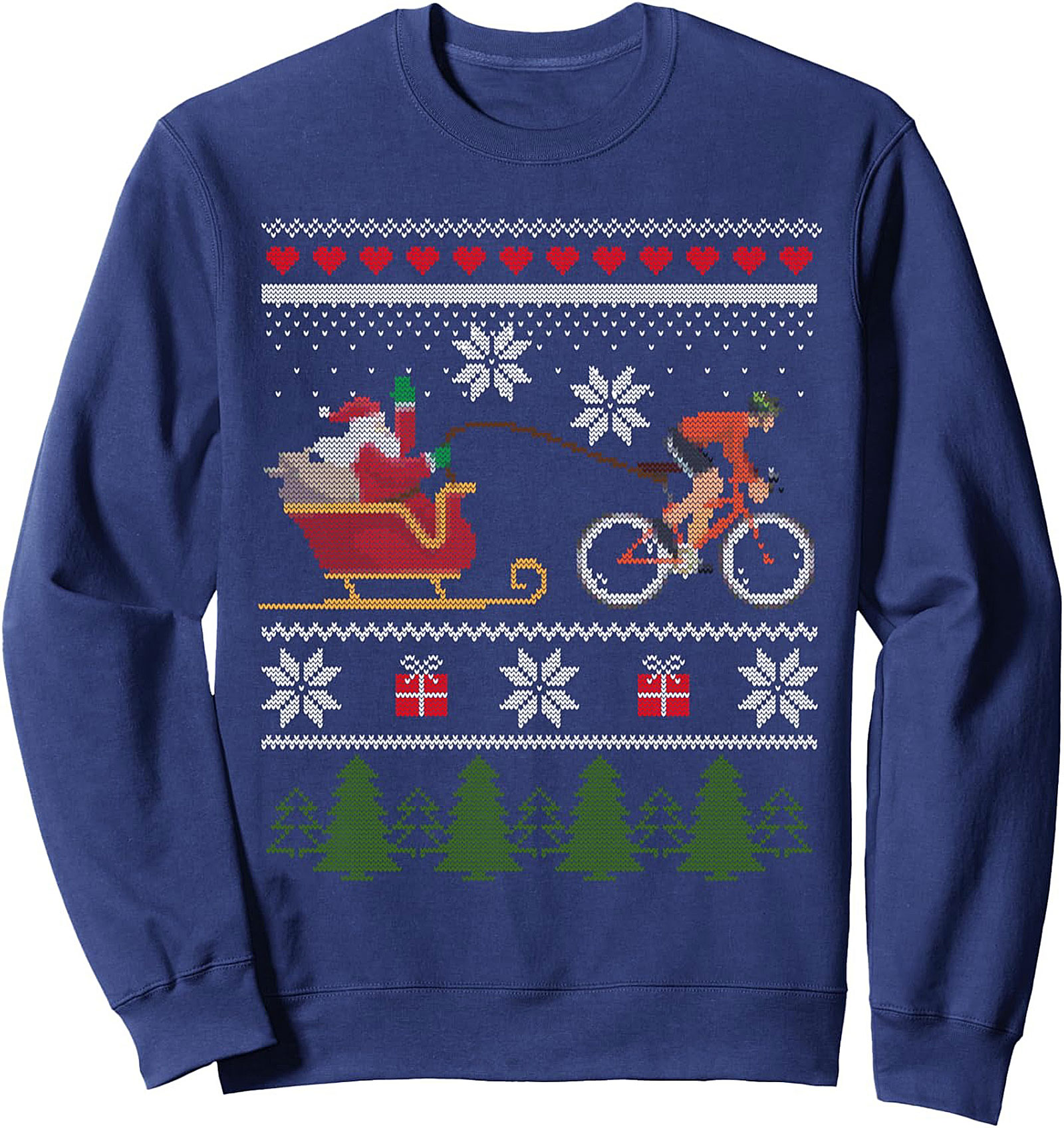 Biker Santa Cycling Ugly Christmas Crewneck Sweatshirt