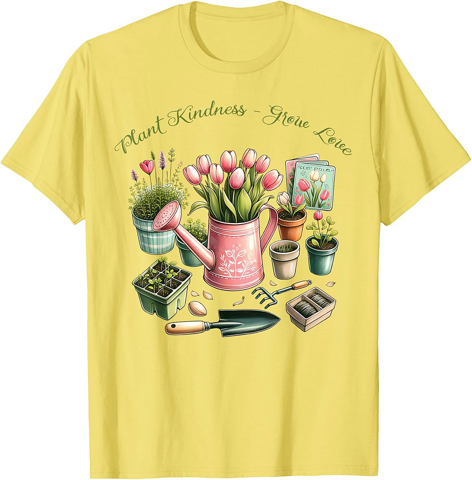 Plant Kindness Grow Love Gardening T-shirt Floral Tee Gift
