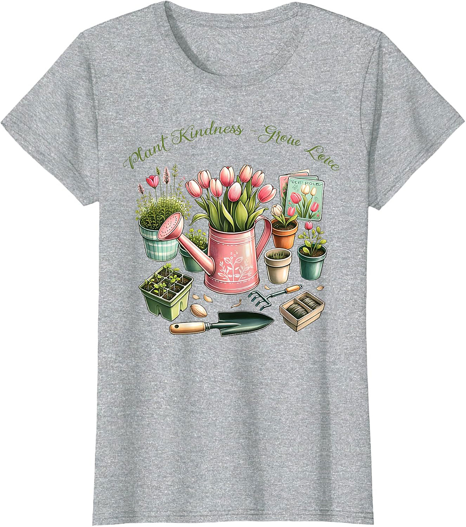 Plant Kindness Grow Love Gardening T-shirt Floral Tee Gift