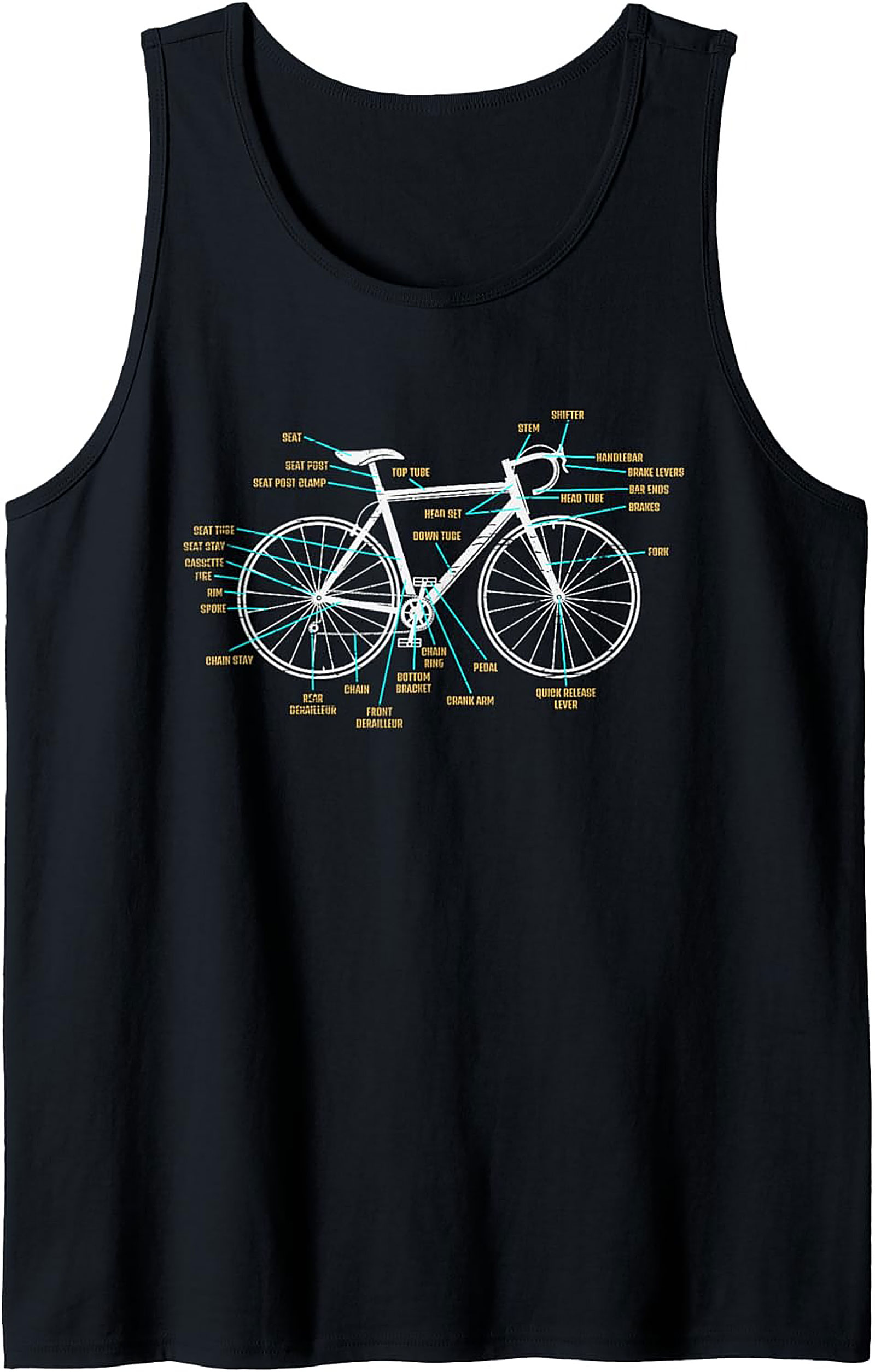 Bicycle Parts Diagram Graphic Tank | Road Cyclist Gift