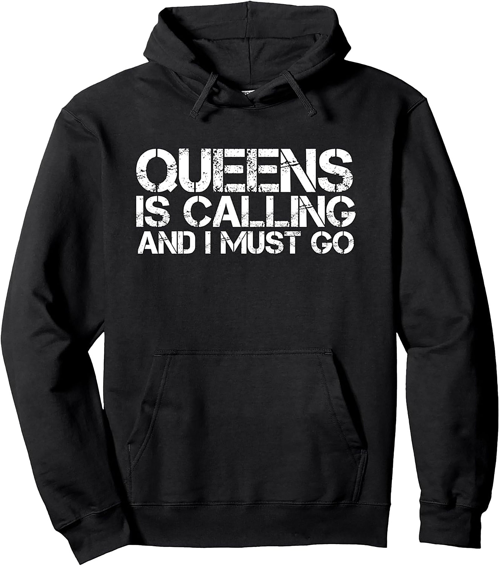 Queens NYC Pullover Hoodie Distressed Streetwear | Gift