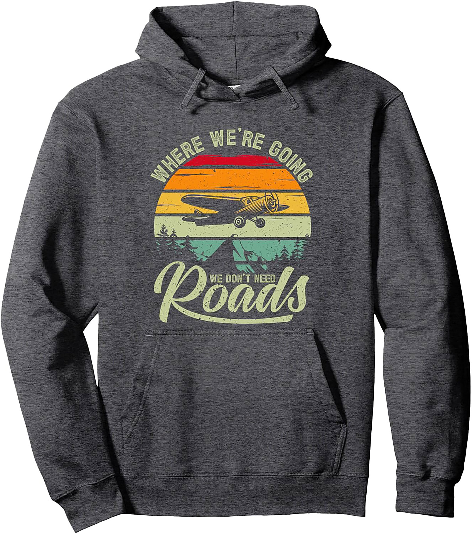 Vintage Aviation Pullover Hoodie "No Roads" Graphic