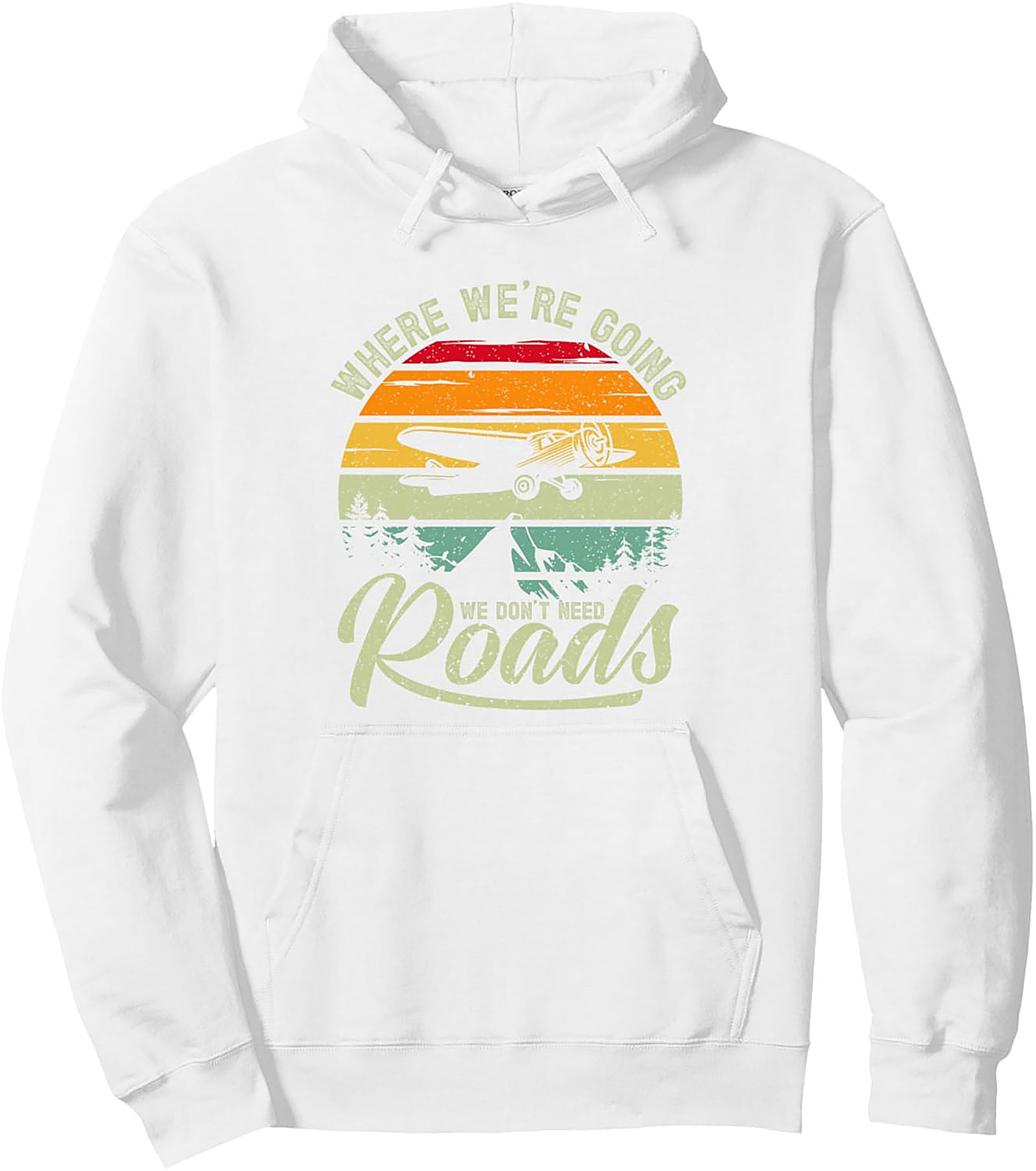 Vintage Aviation Pullover Hoodie "No Roads" Graphic