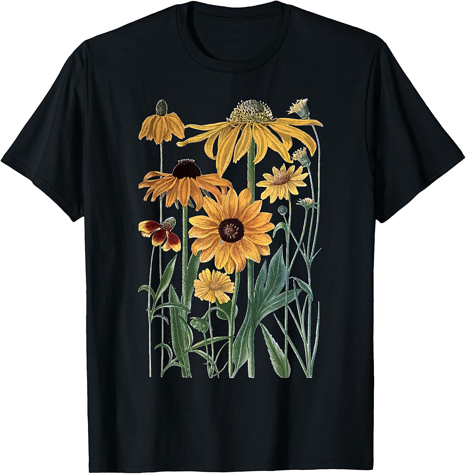 Vintage Wildflower Botanical Graphic Tee Soft Cotton Shirt