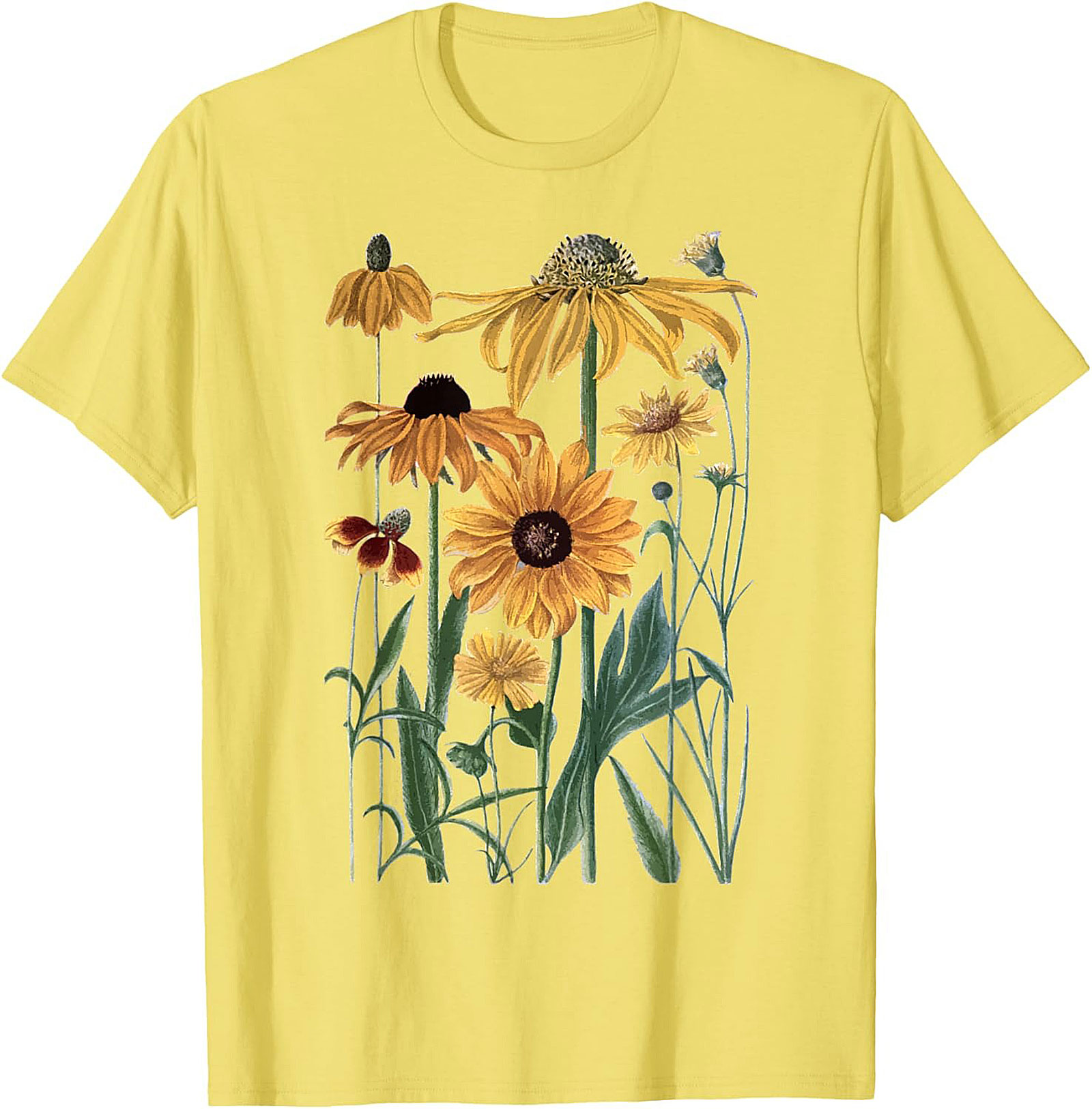 Vintage Wildflower Botanical Graphic Tee Soft Cotton Shirt