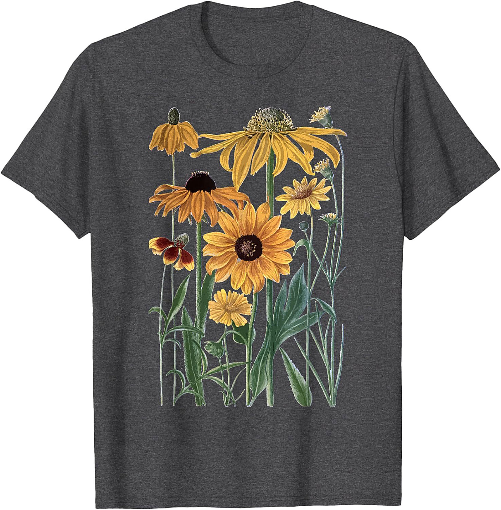 Vintage Wildflower Botanical Graphic Tee Soft Cotton Shirt