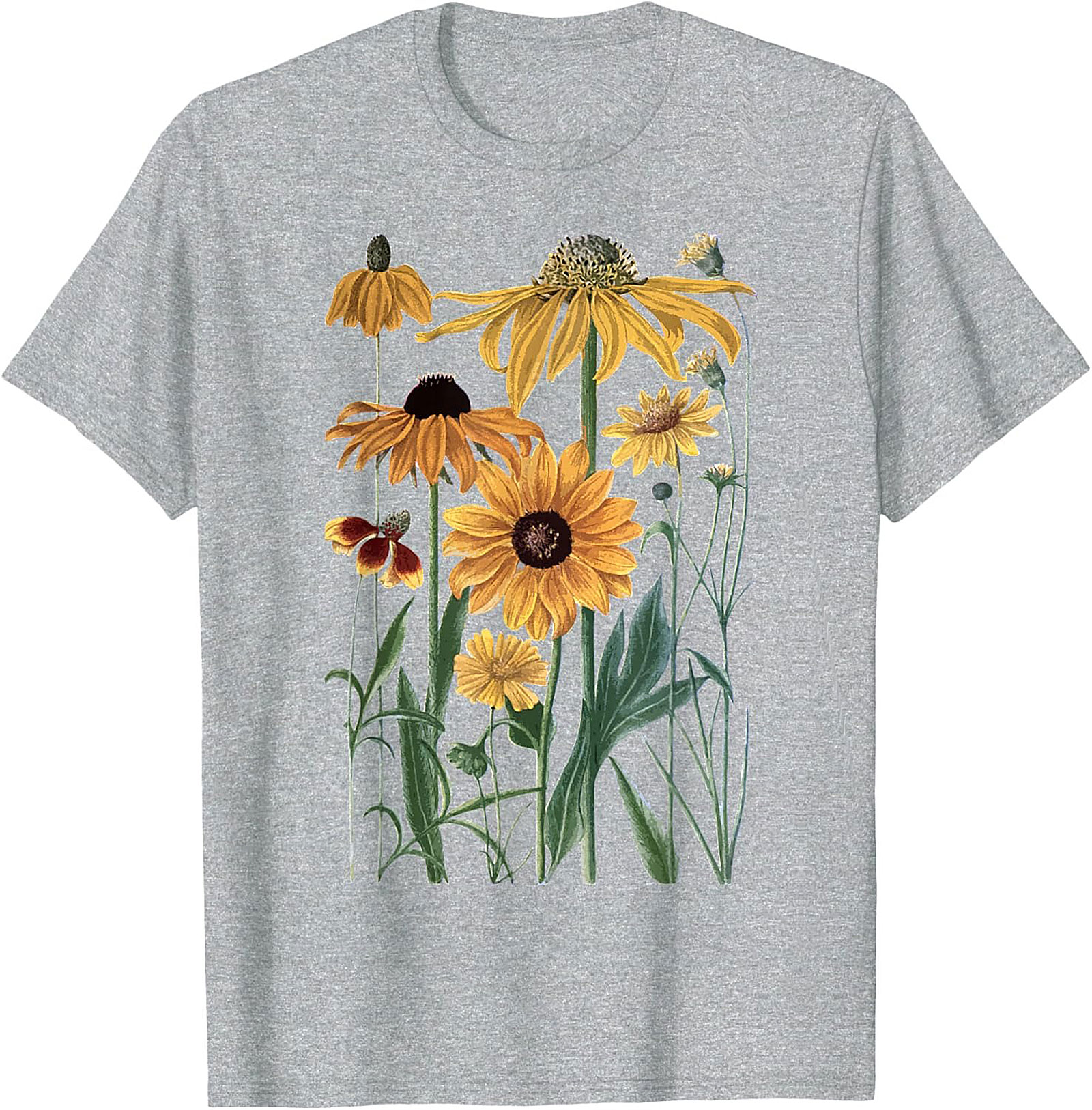 Vintage Wildflower Botanical Graphic Tee Soft Cotton Shirt