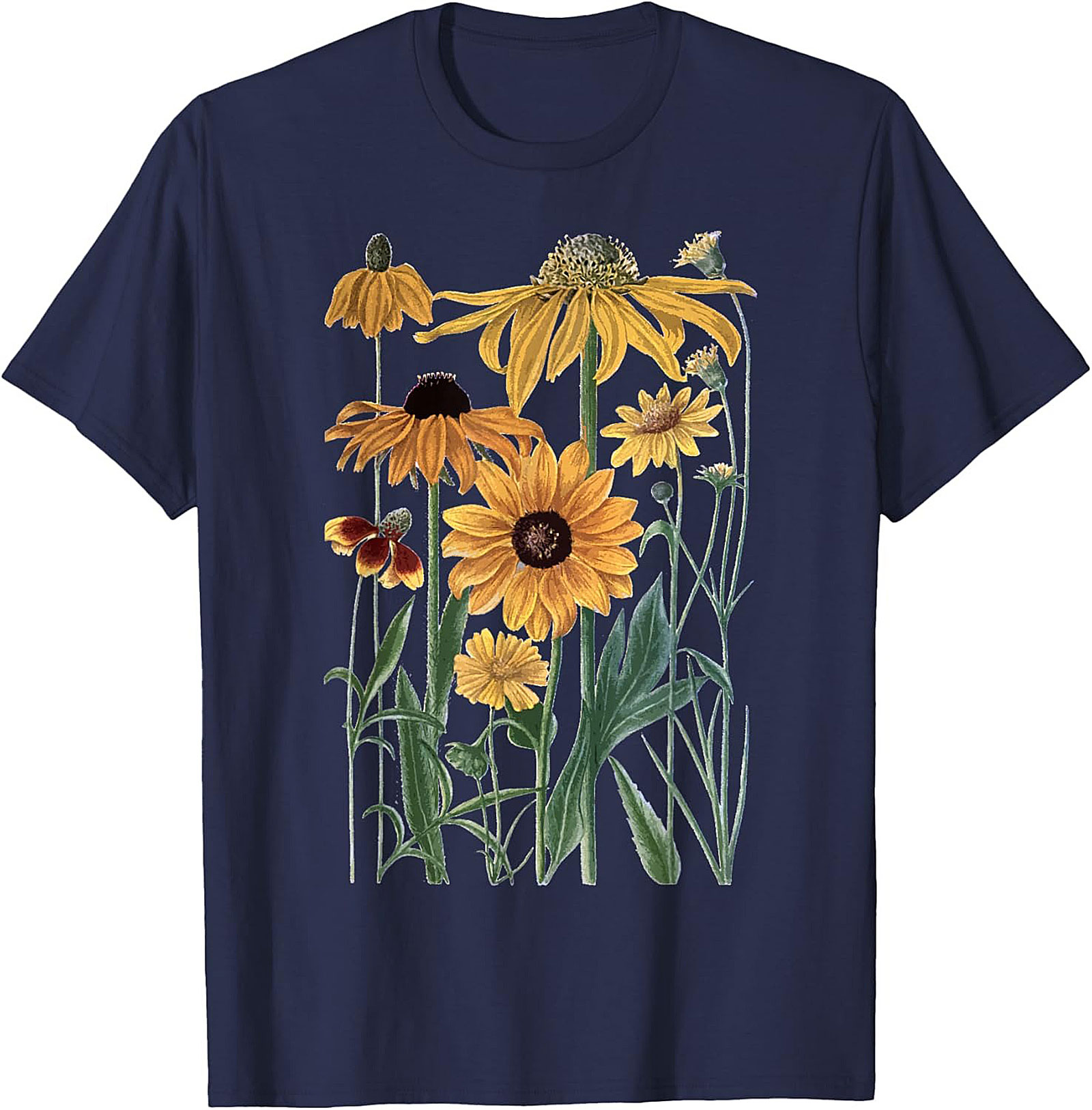 Vintage Wildflower Botanical Graphic Tee Soft Cotton Shirt