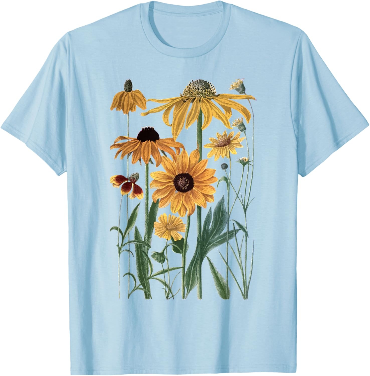 Vintage Wildflower Botanical Graphic Tee Soft Cotton Shirt