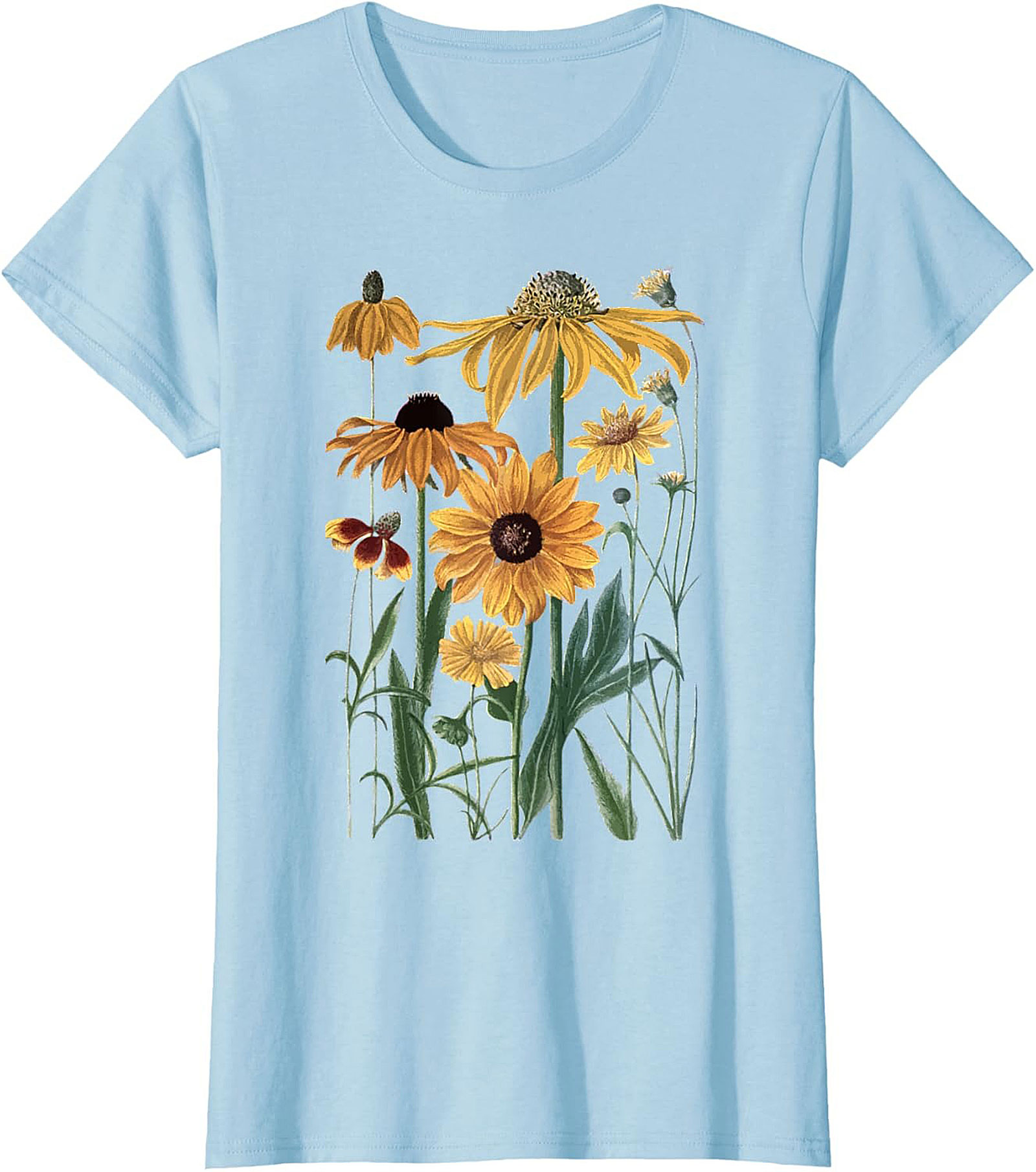Vintage Wildflower Botanical Graphic Tee Soft Cotton Shirt