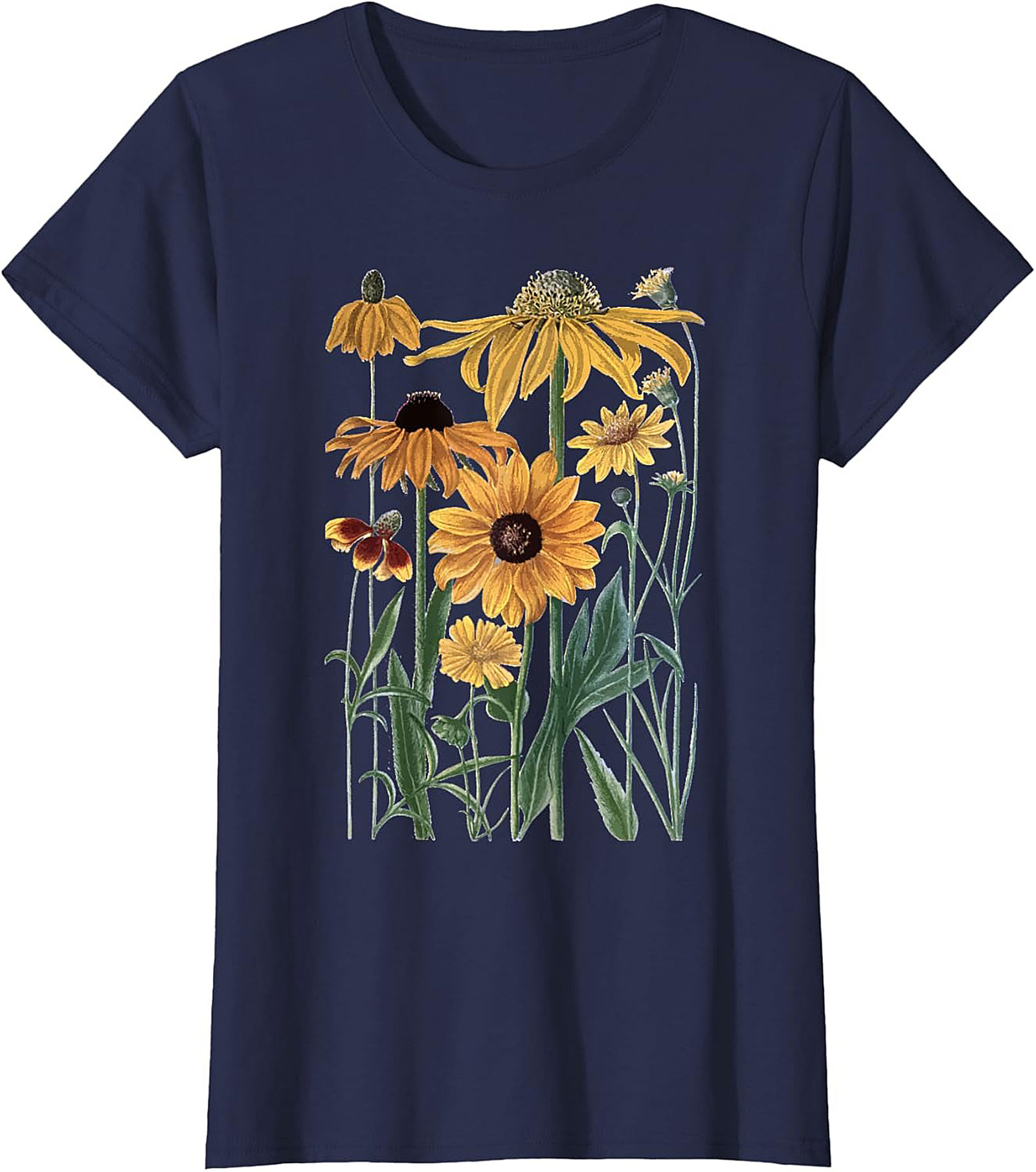 Vintage Wildflower Botanical Graphic Tee Soft Cotton Shirt