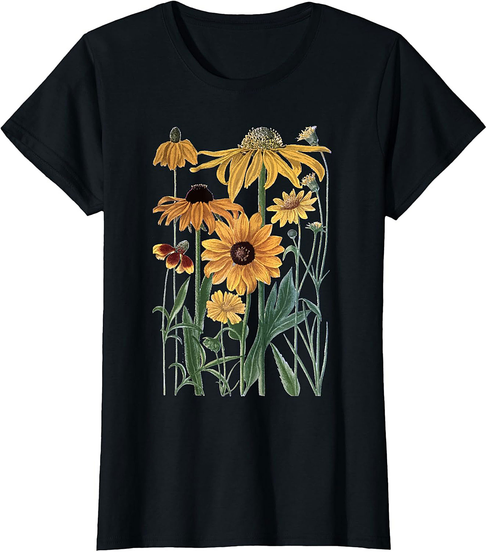 Vintage Wildflower Botanical Graphic Tee Soft Cotton Shirt