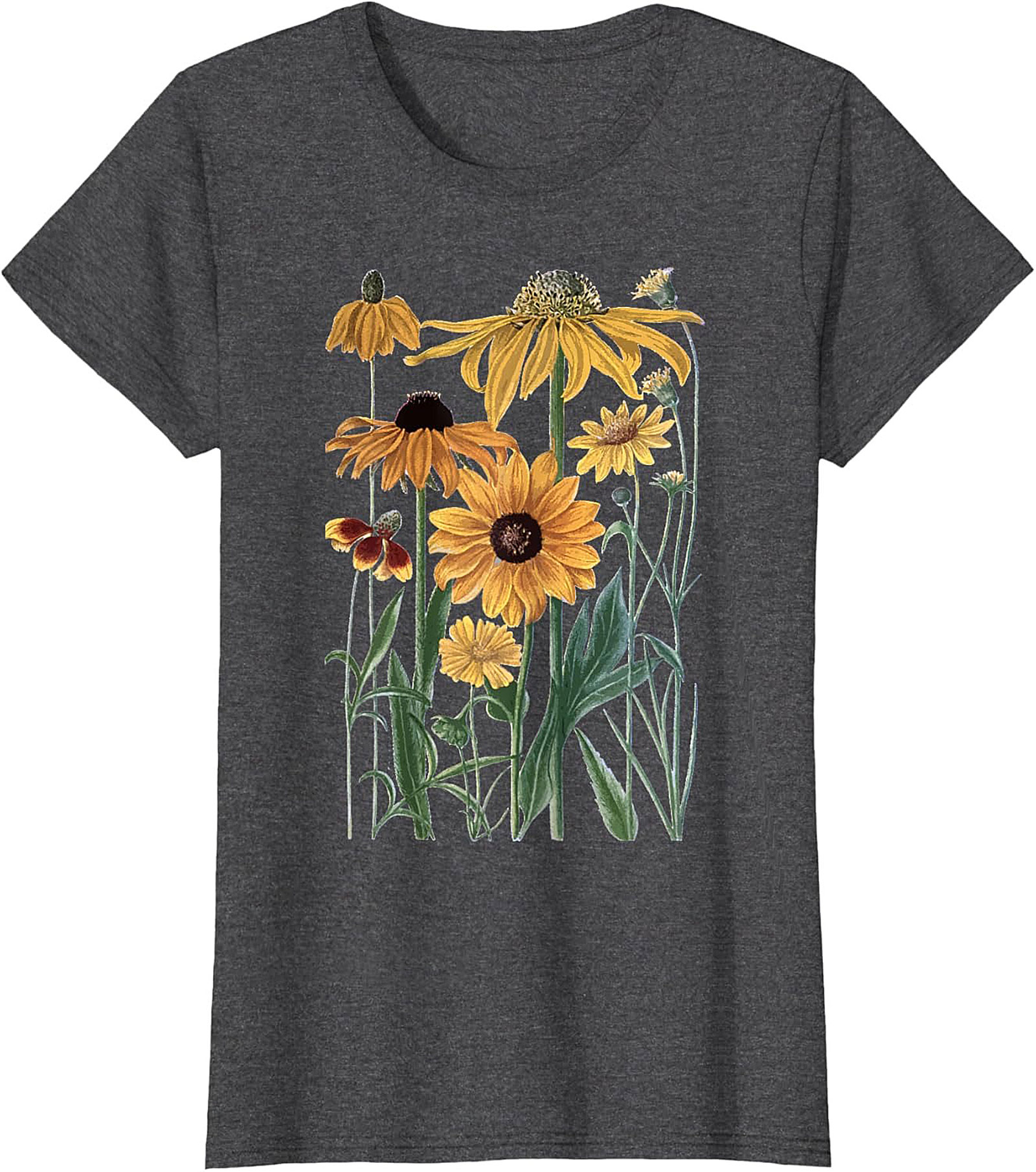 Vintage Wildflower Botanical Graphic Tee Soft Cotton Shirt