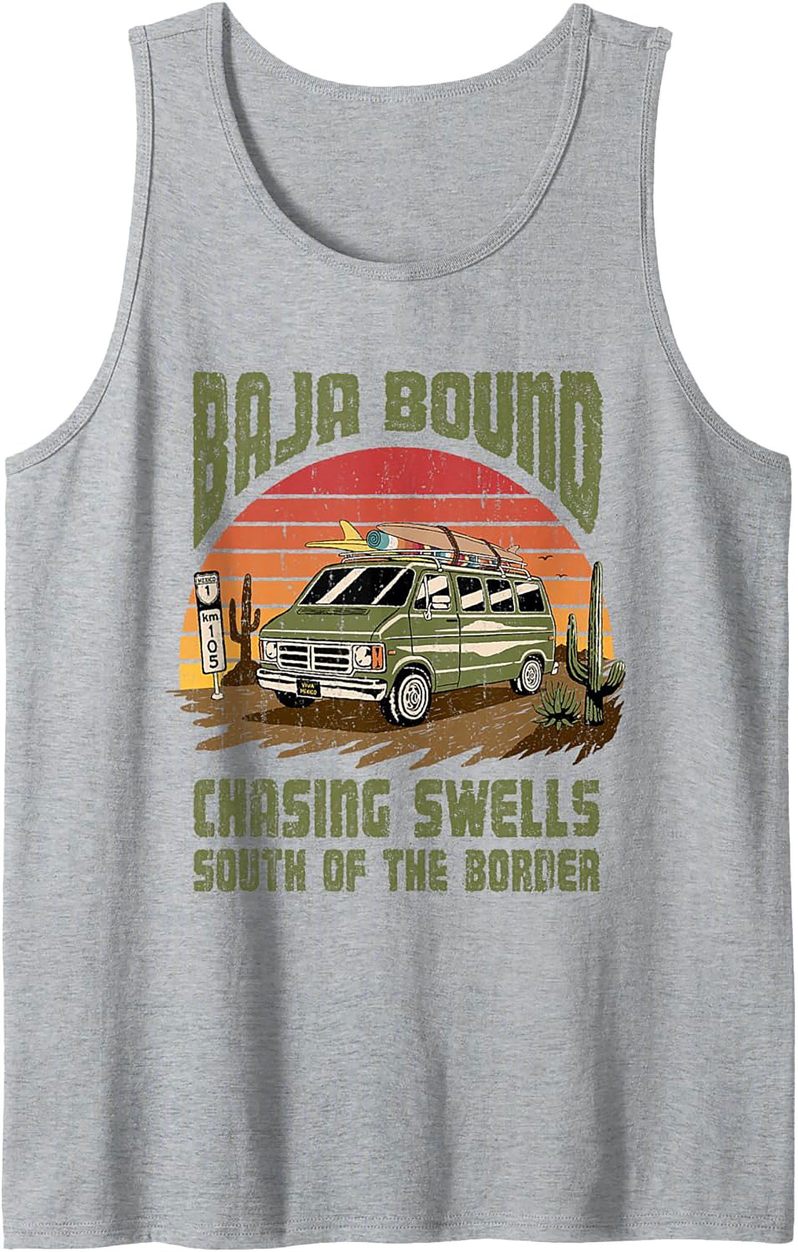 Baja Bound Graphic Tank Top Surfing & Road Trip Unisex Tee