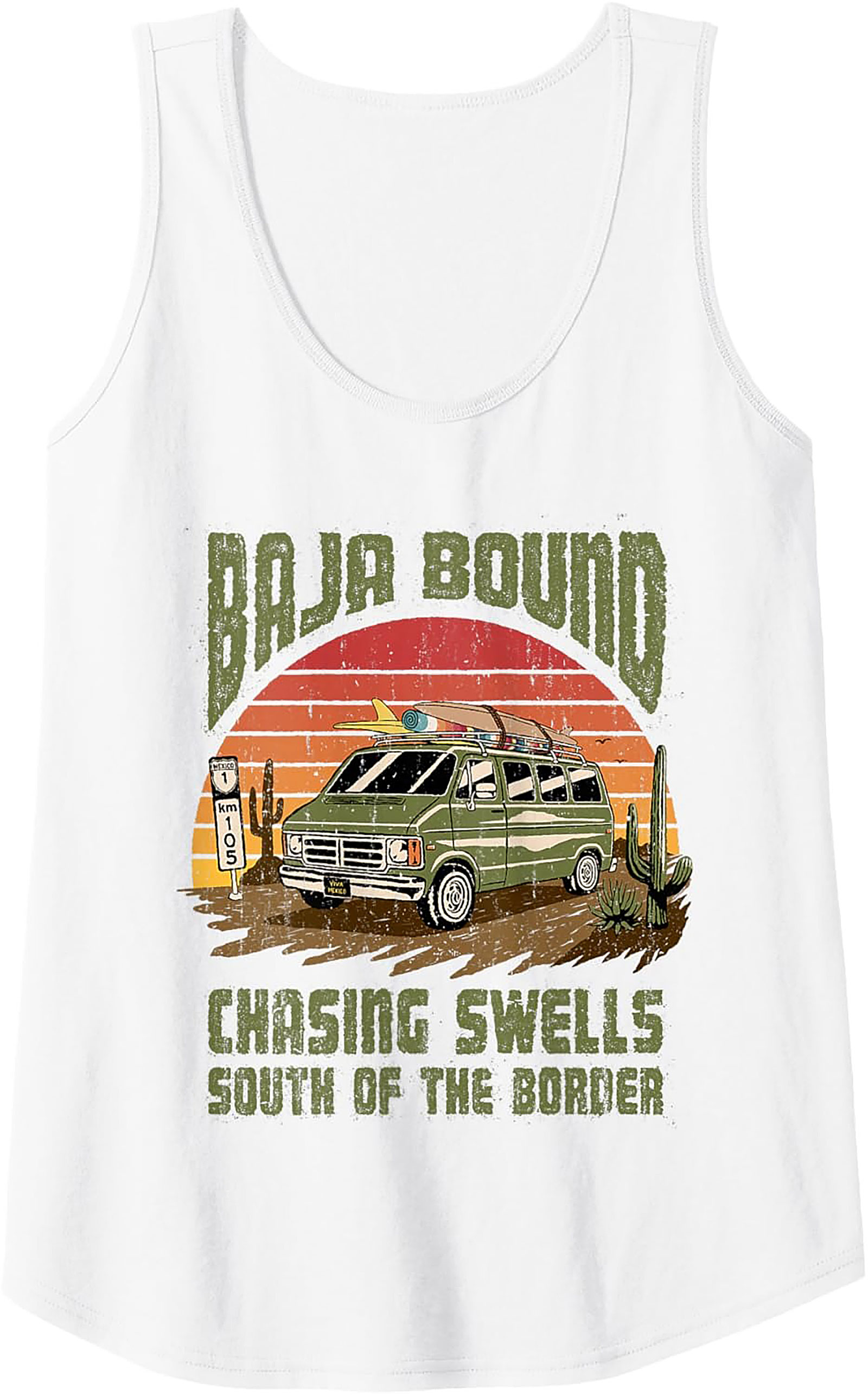 Baja Bound Graphic Tank Top Surfing & Road Trip Unisex Tee