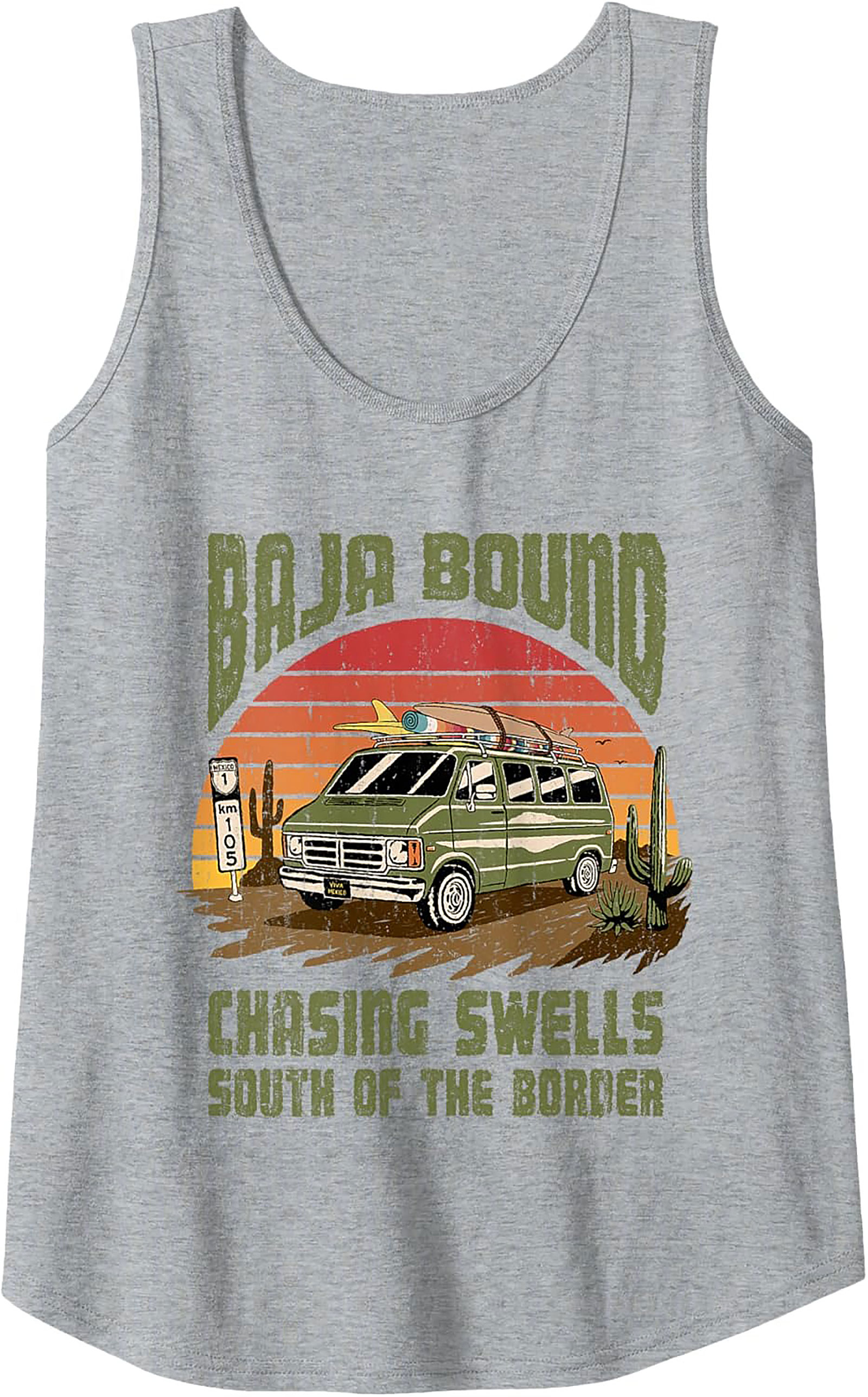 Baja Bound Graphic Tank Top Surfing & Road Trip Unisex Tee
