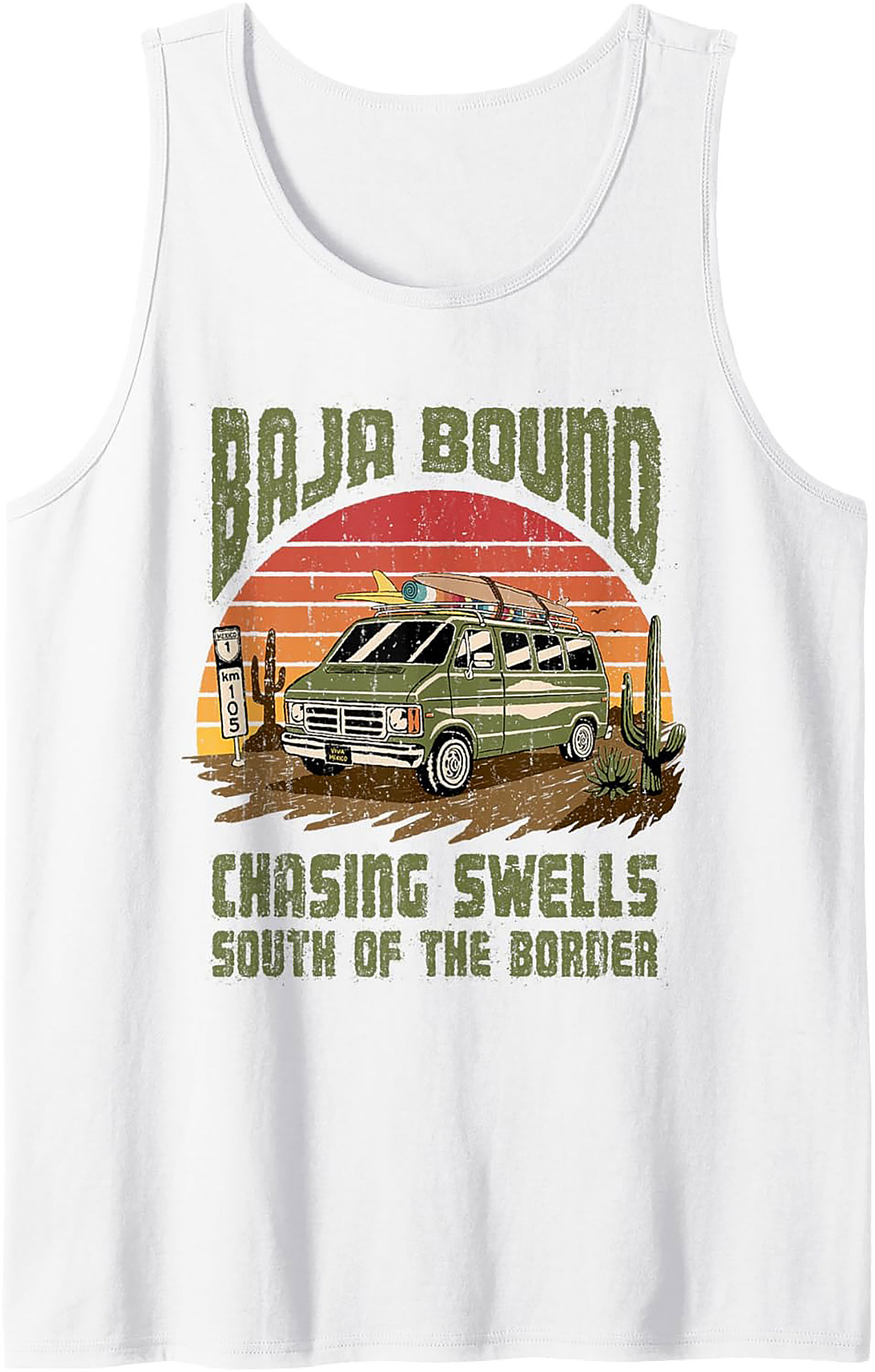 Baja Bound Graphic Tank Top Surfing & Road Trip Unisex Tee