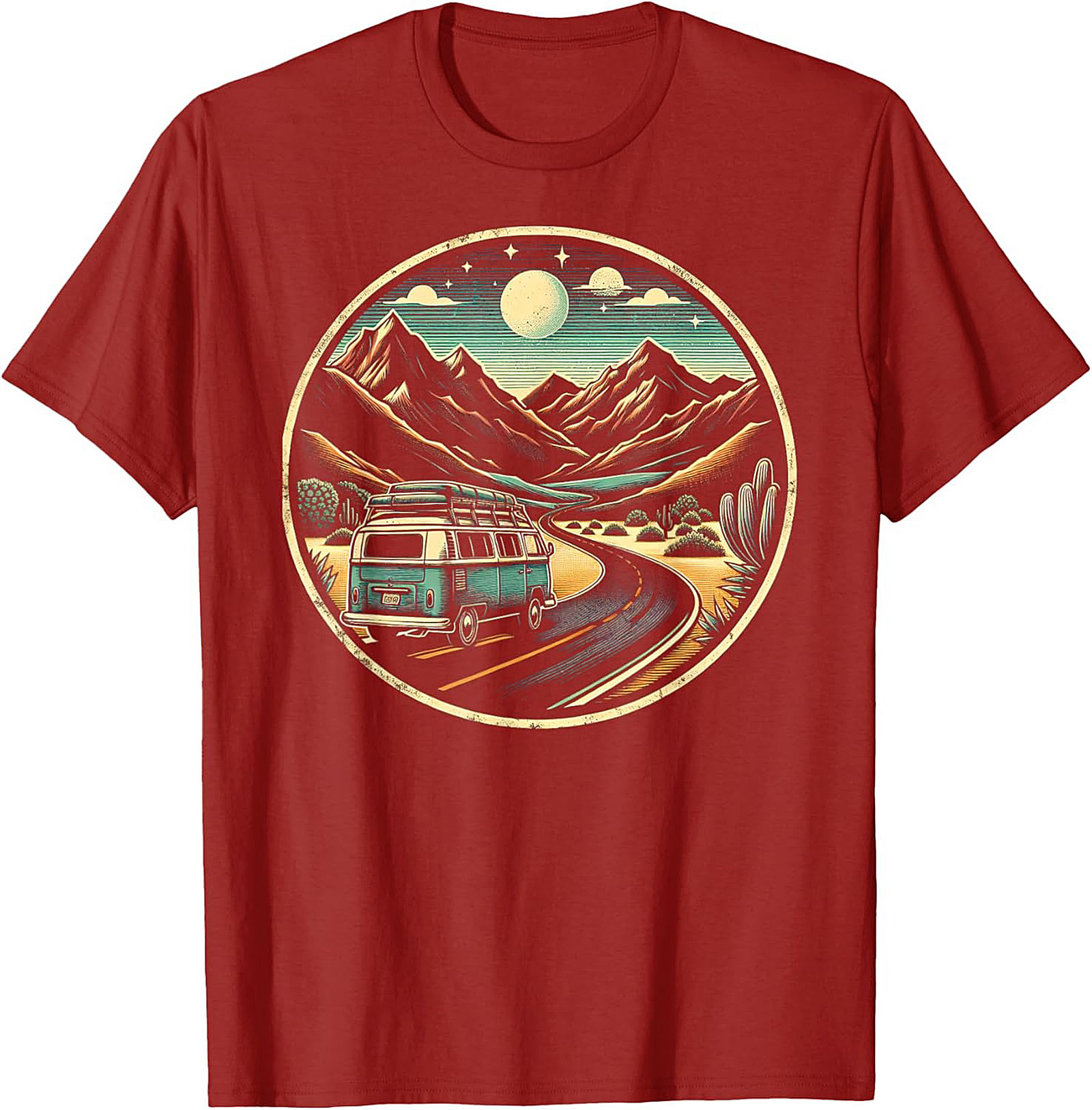 Vintage Van Life Graphic Tee Desert Road Trip Shirt