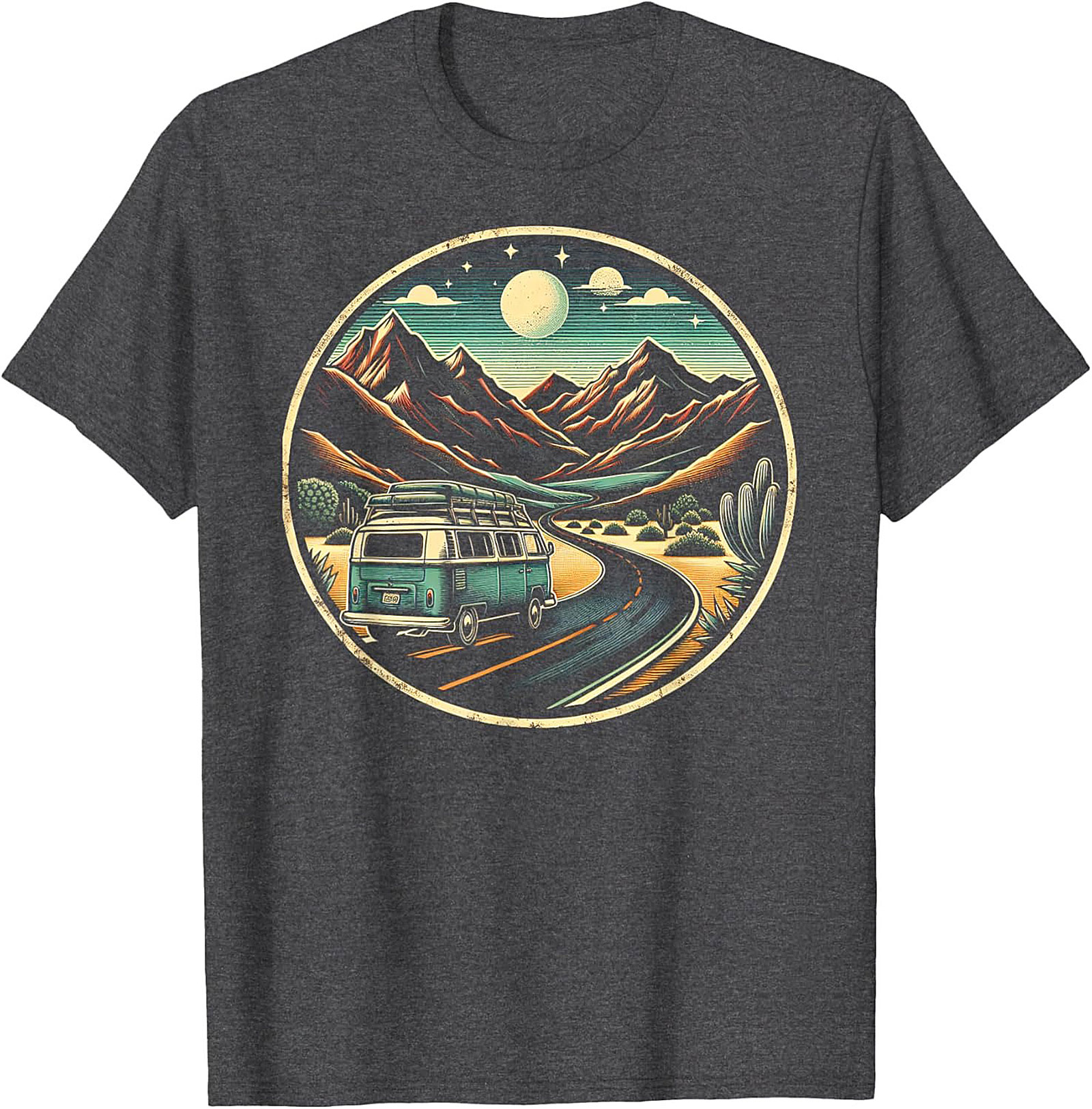 Vintage Van Life Graphic Tee Desert Road Trip Shirt