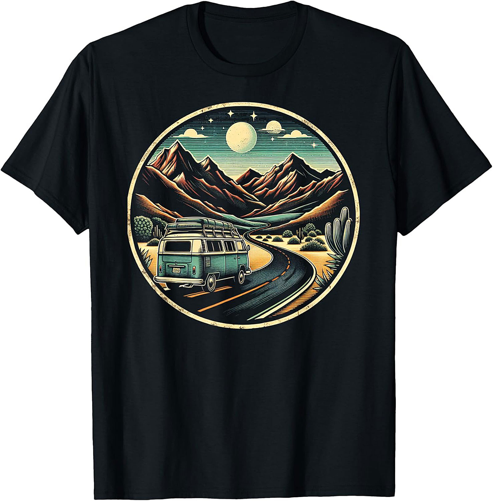 Vintage Van Life Graphic Tee Desert Road Trip Shirt