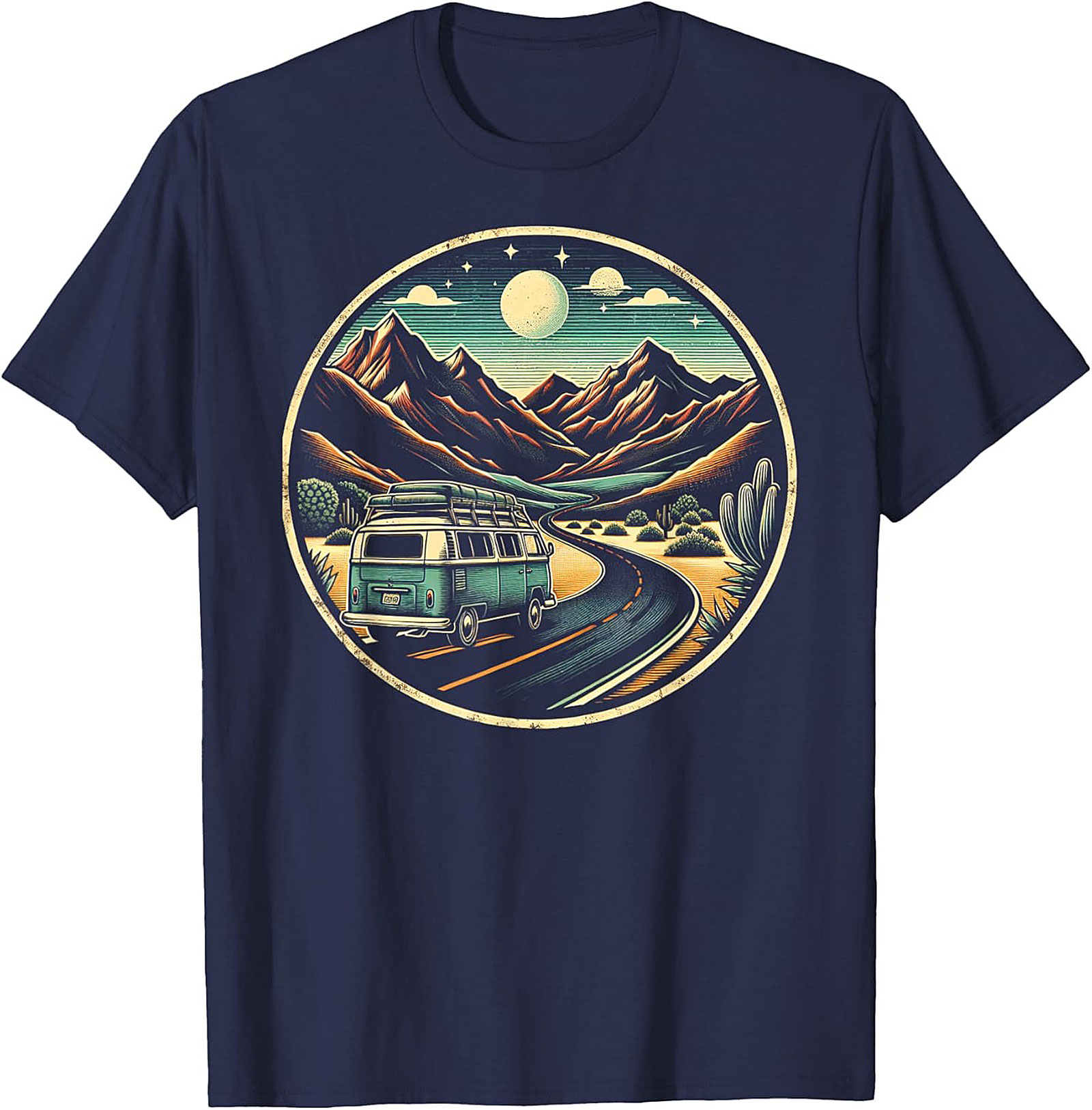 Vintage Van Life Graphic Tee Desert Road Trip Shirt