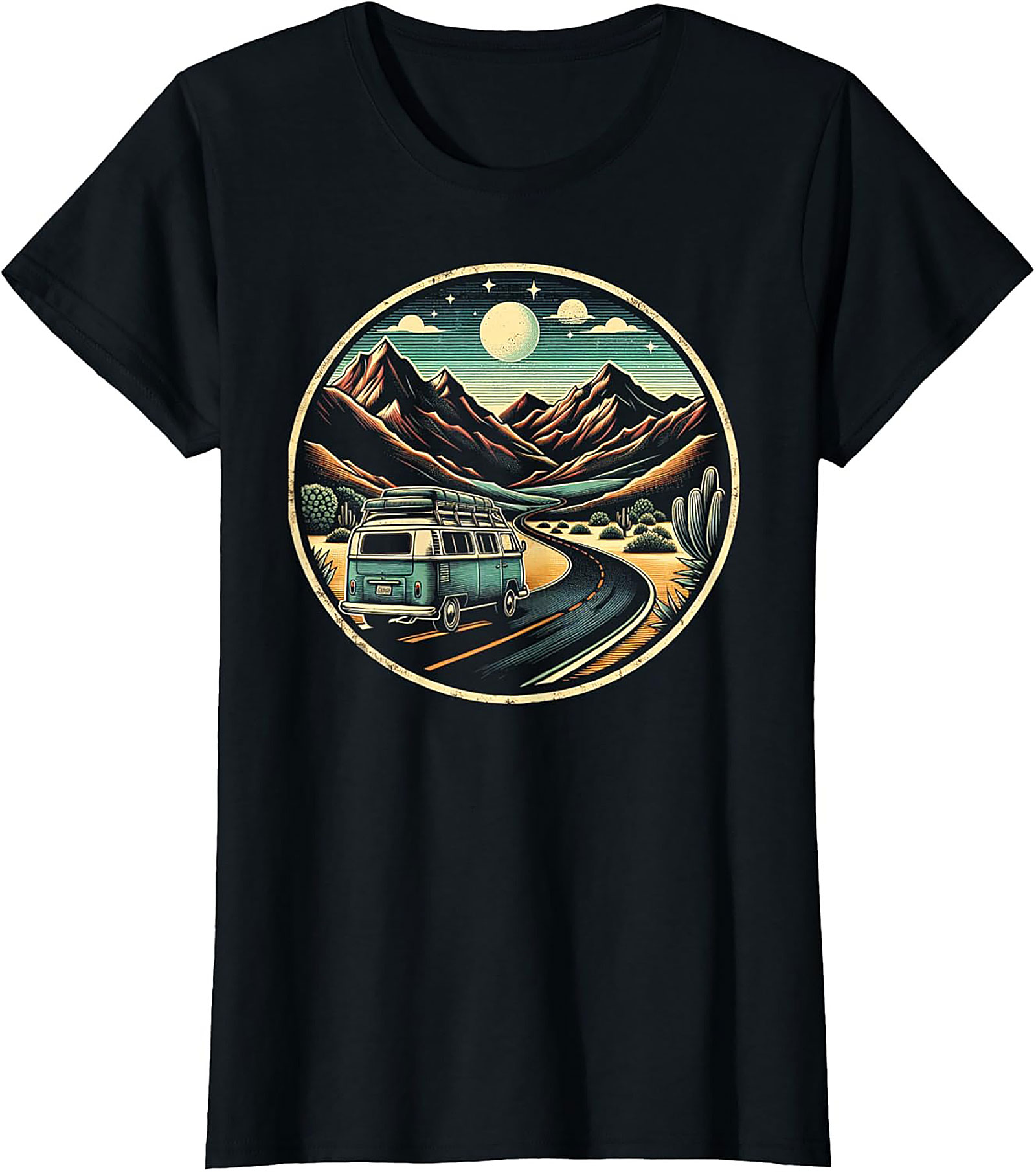 Vintage Van Life Graphic Tee Desert Road Trip Shirt