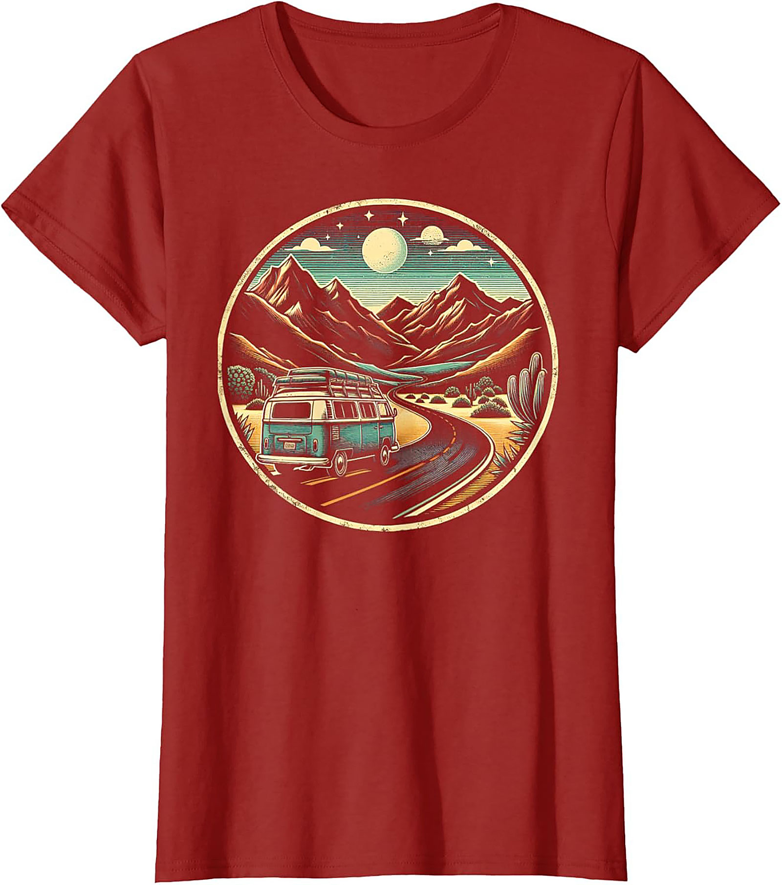 Vintage Van Life Graphic Tee Desert Road Trip Shirt
