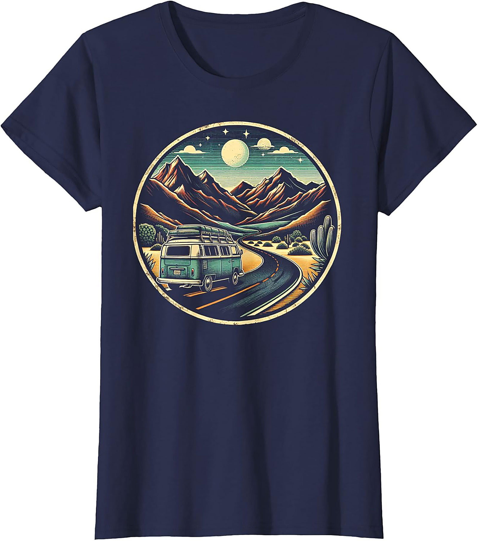 Vintage Van Life Graphic Tee Desert Road Trip Shirt