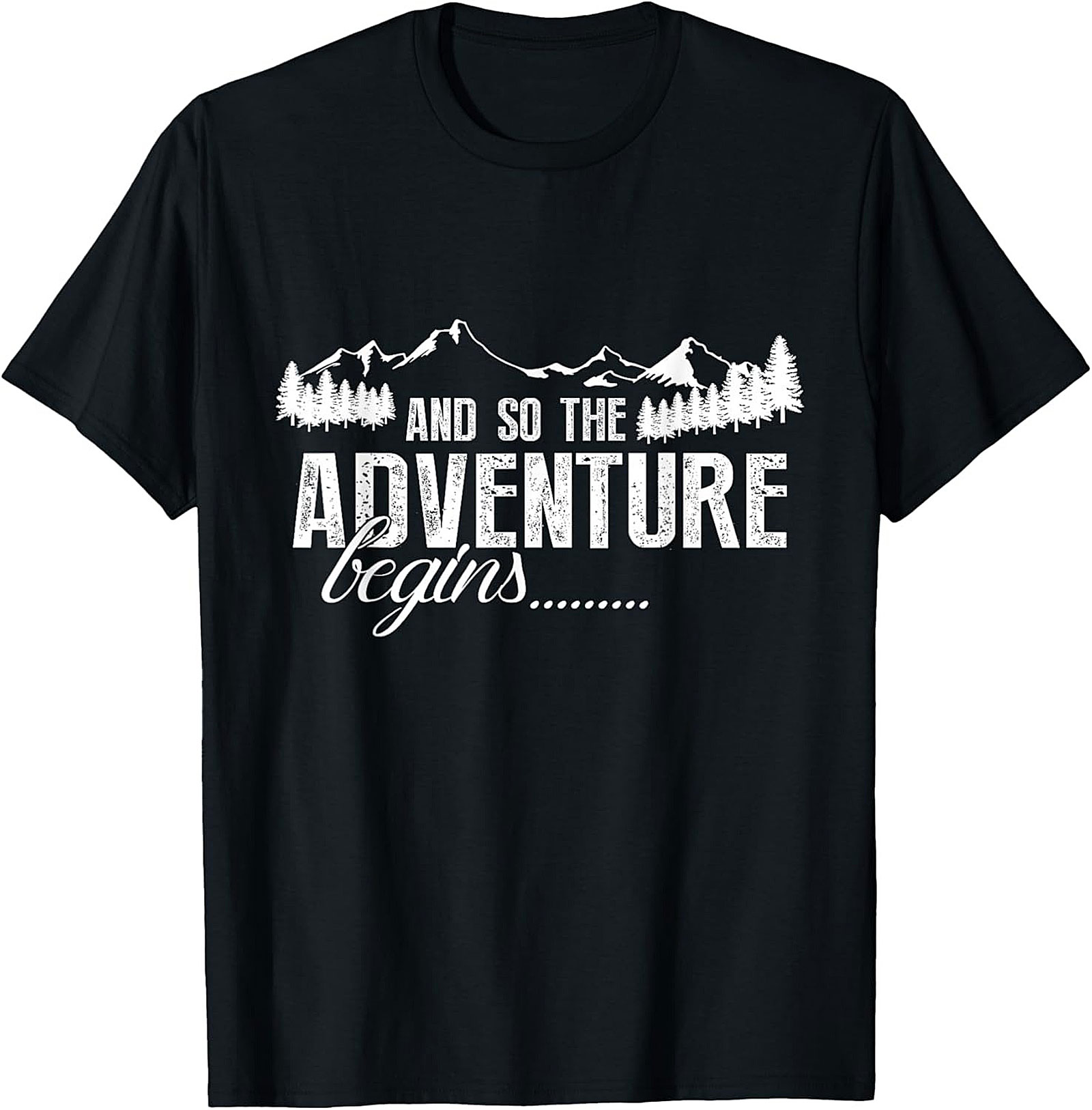 Adventure Begins T-Shirt Hiking Mountain Graphic Tee