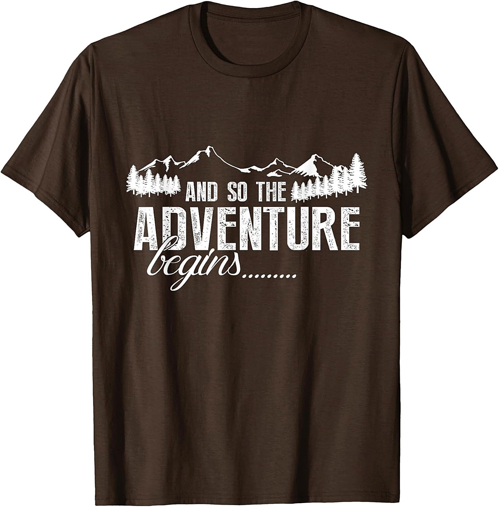 Adventure Begins T-Shirt Hiking Mountain Graphic Tee