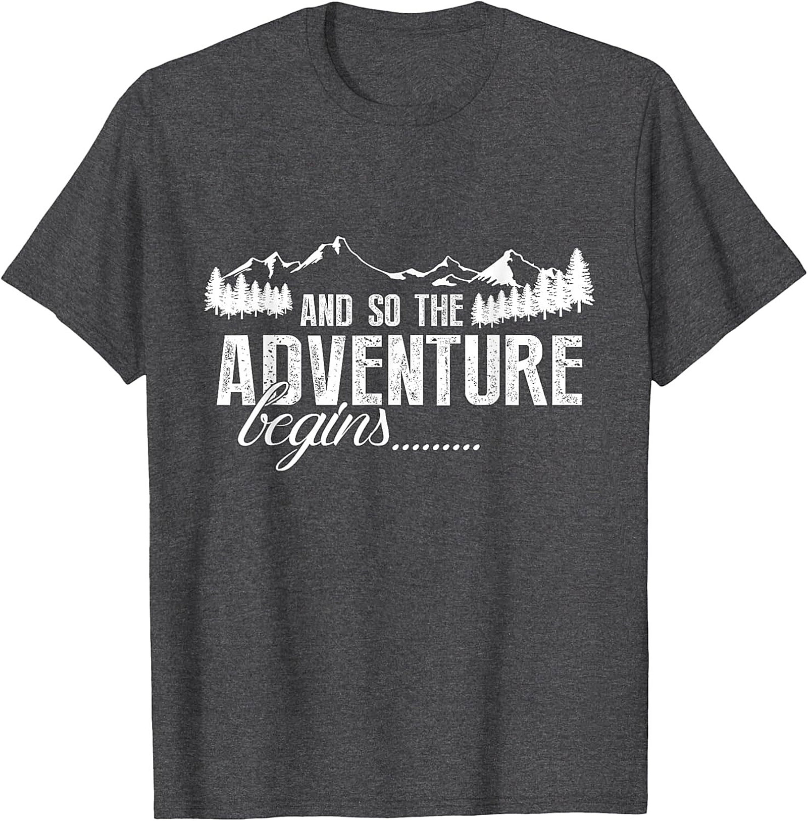 Adventure Begins T-Shirt Hiking Mountain Graphic Tee