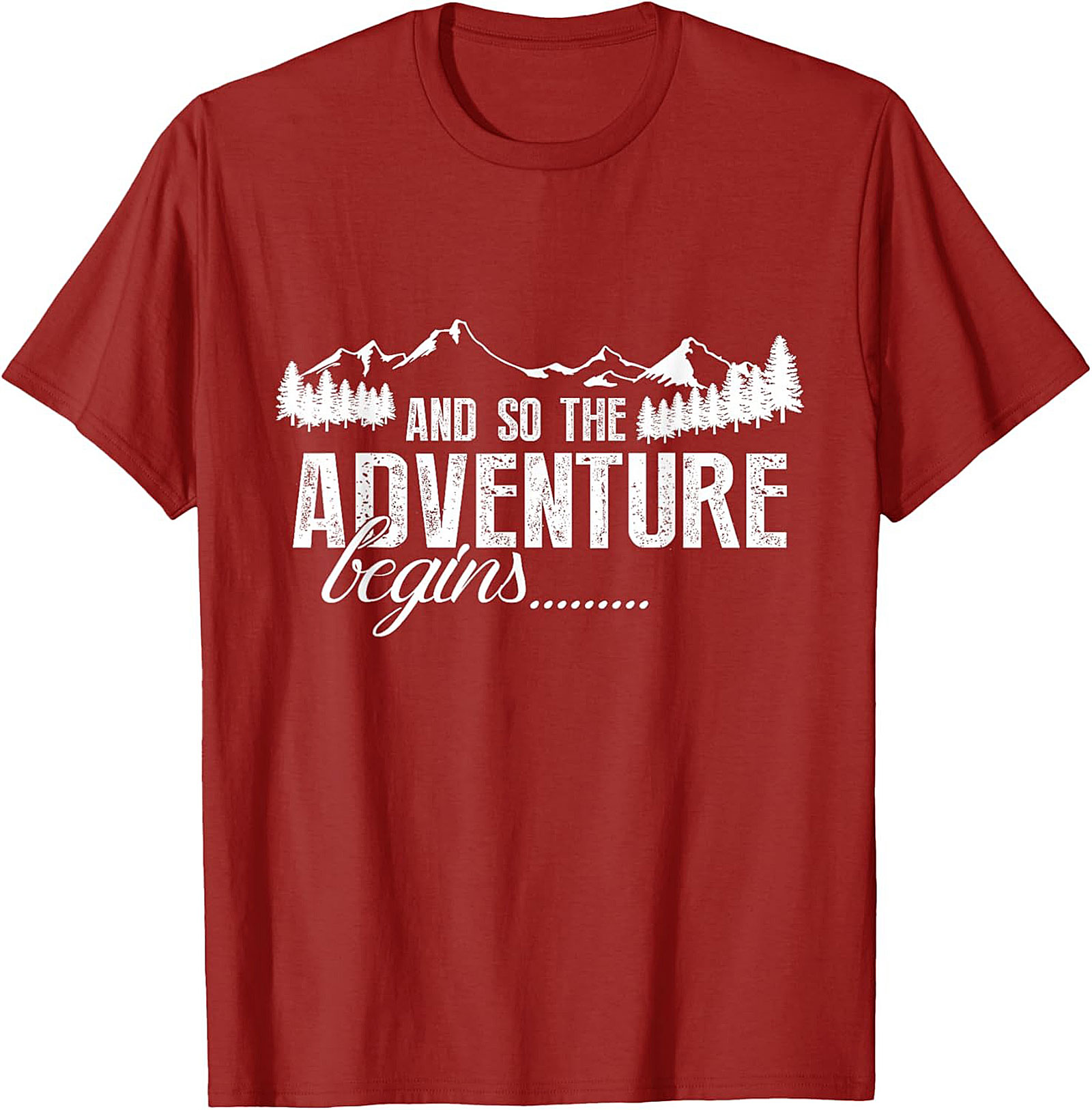 Adventure Begins T-Shirt Hiking Mountain Graphic Tee