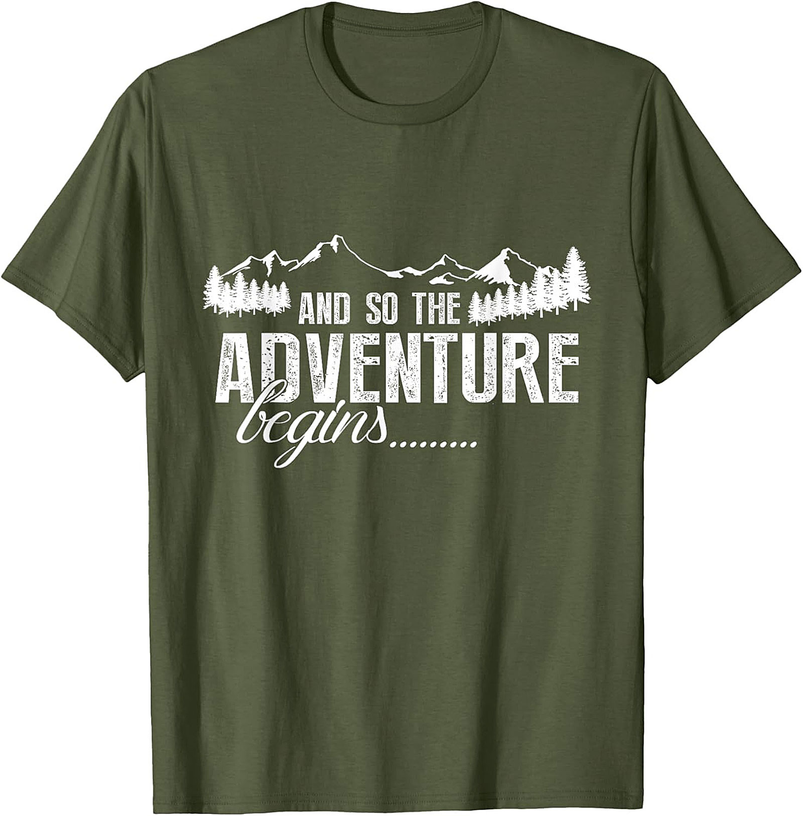 Adventure Begins T-Shirt Hiking Mountain Graphic Tee
