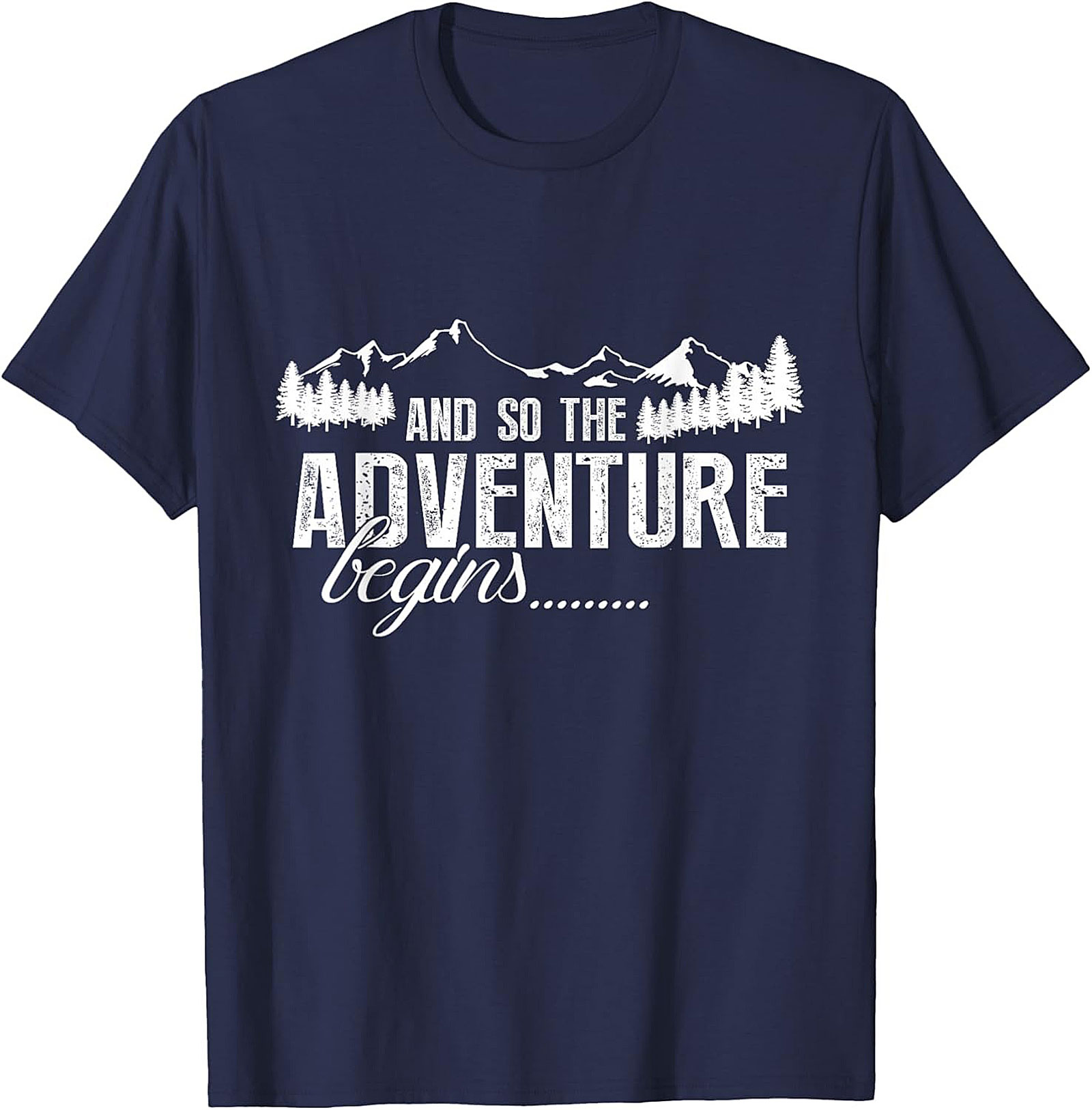 Adventure Begins T-Shirt Hiking Mountain Graphic Tee