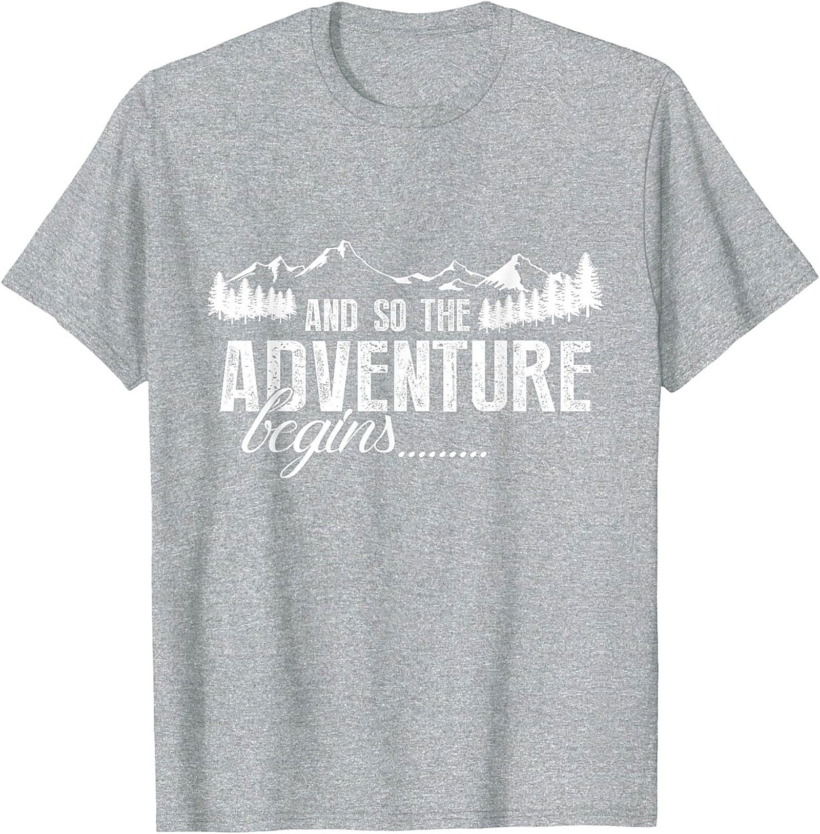 Adventure Begins T-Shirt Hiking Mountain Graphic Tee