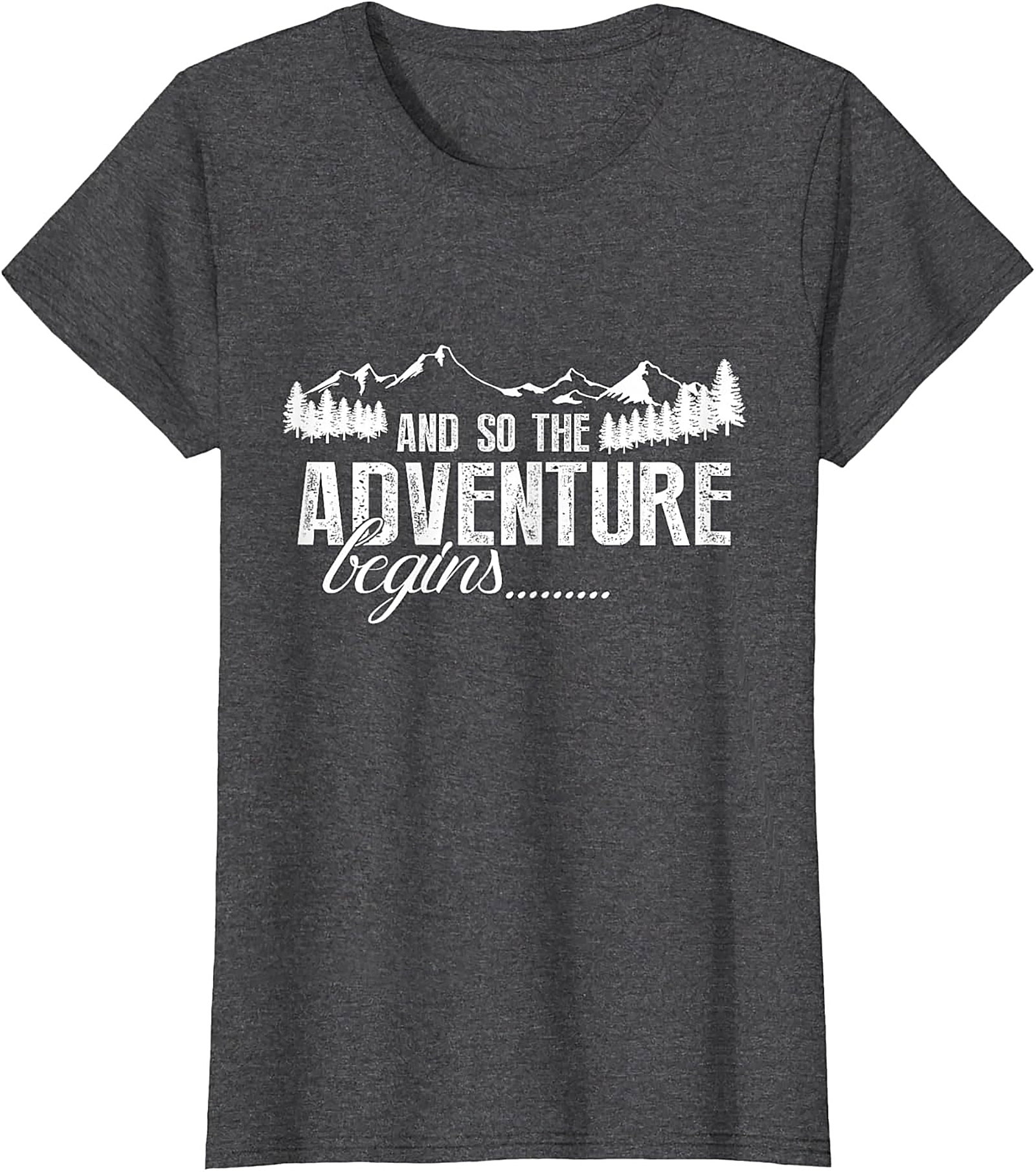 Adventure Begins T-Shirt Hiking Mountain Graphic Tee