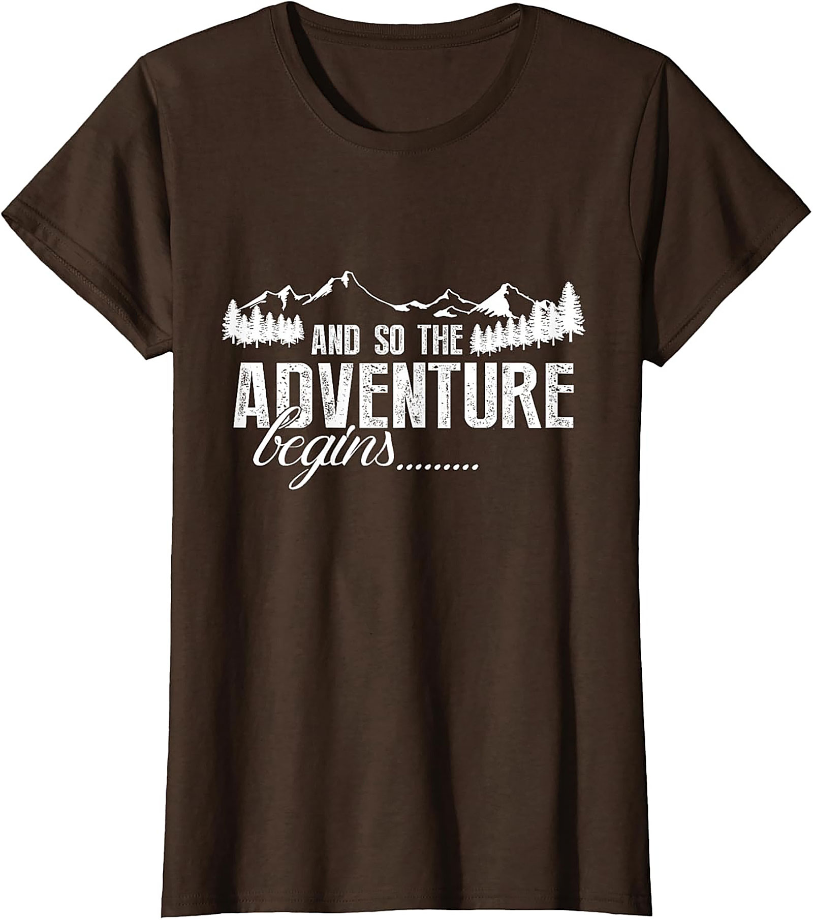 Adventure Begins T-Shirt Hiking Mountain Graphic Tee