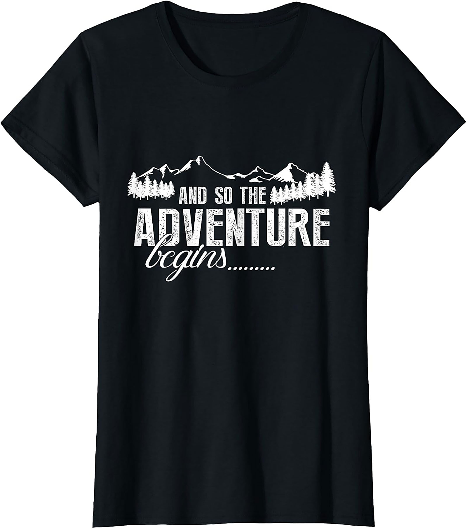 Adventure Begins T-Shirt Hiking Mountain Graphic Tee