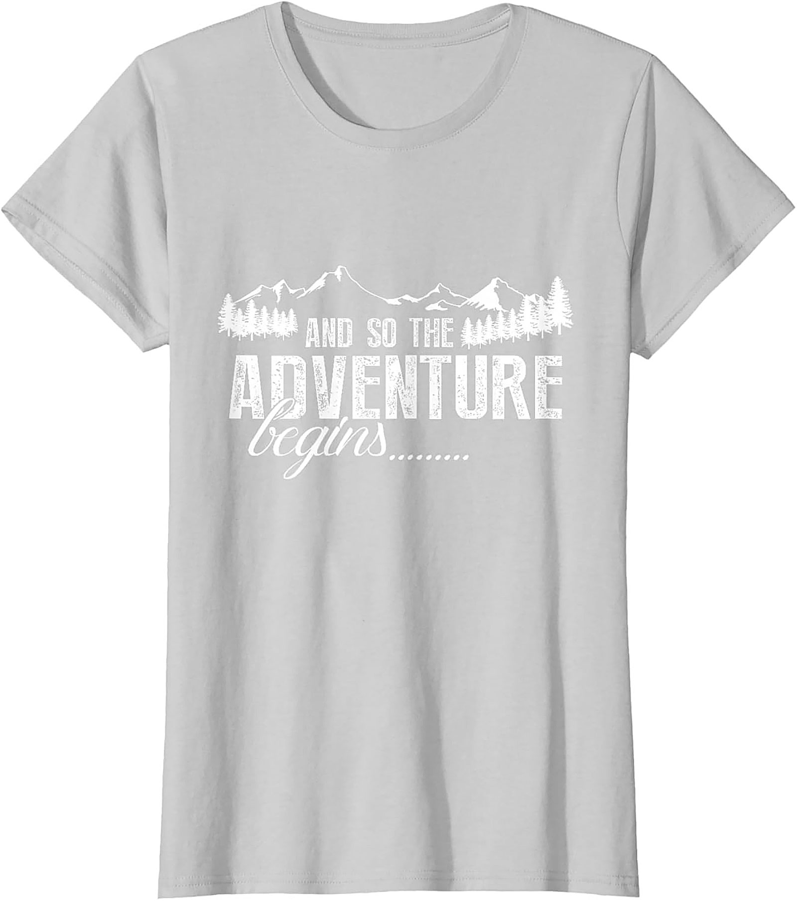 Adventure Begins T-Shirt Hiking Mountain Graphic Tee