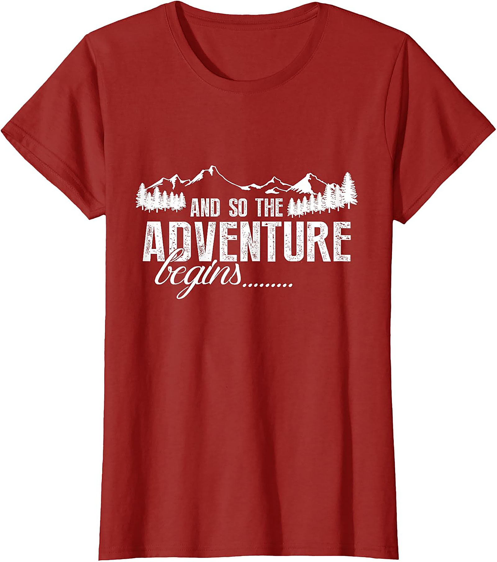 Adventure Begins T-Shirt Hiking Mountain Graphic Tee