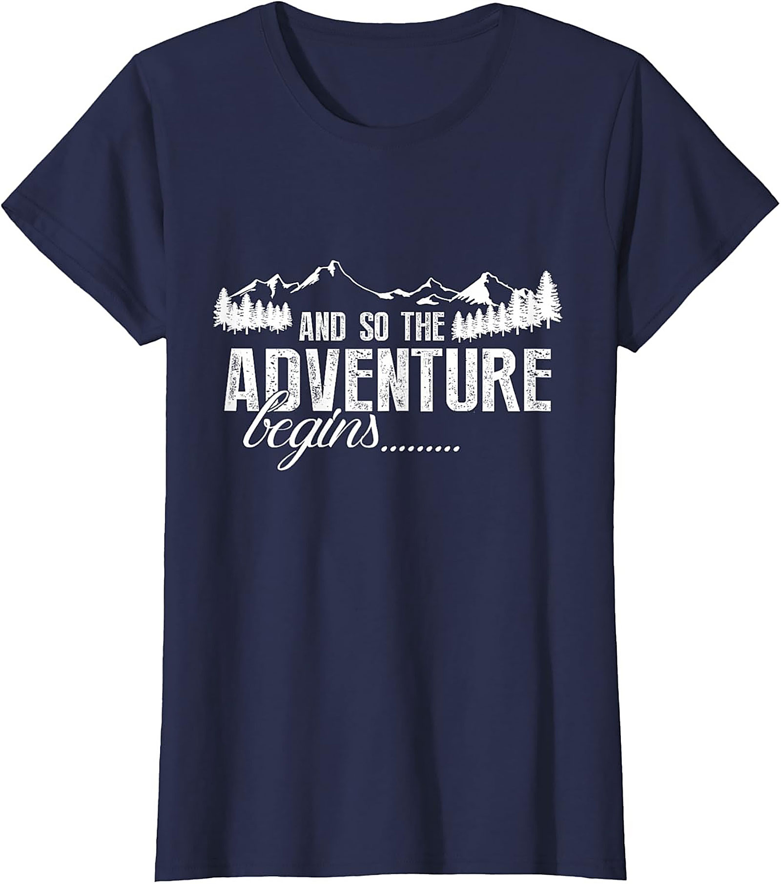 Adventure Begins T-Shirt Hiking Mountain Graphic Tee