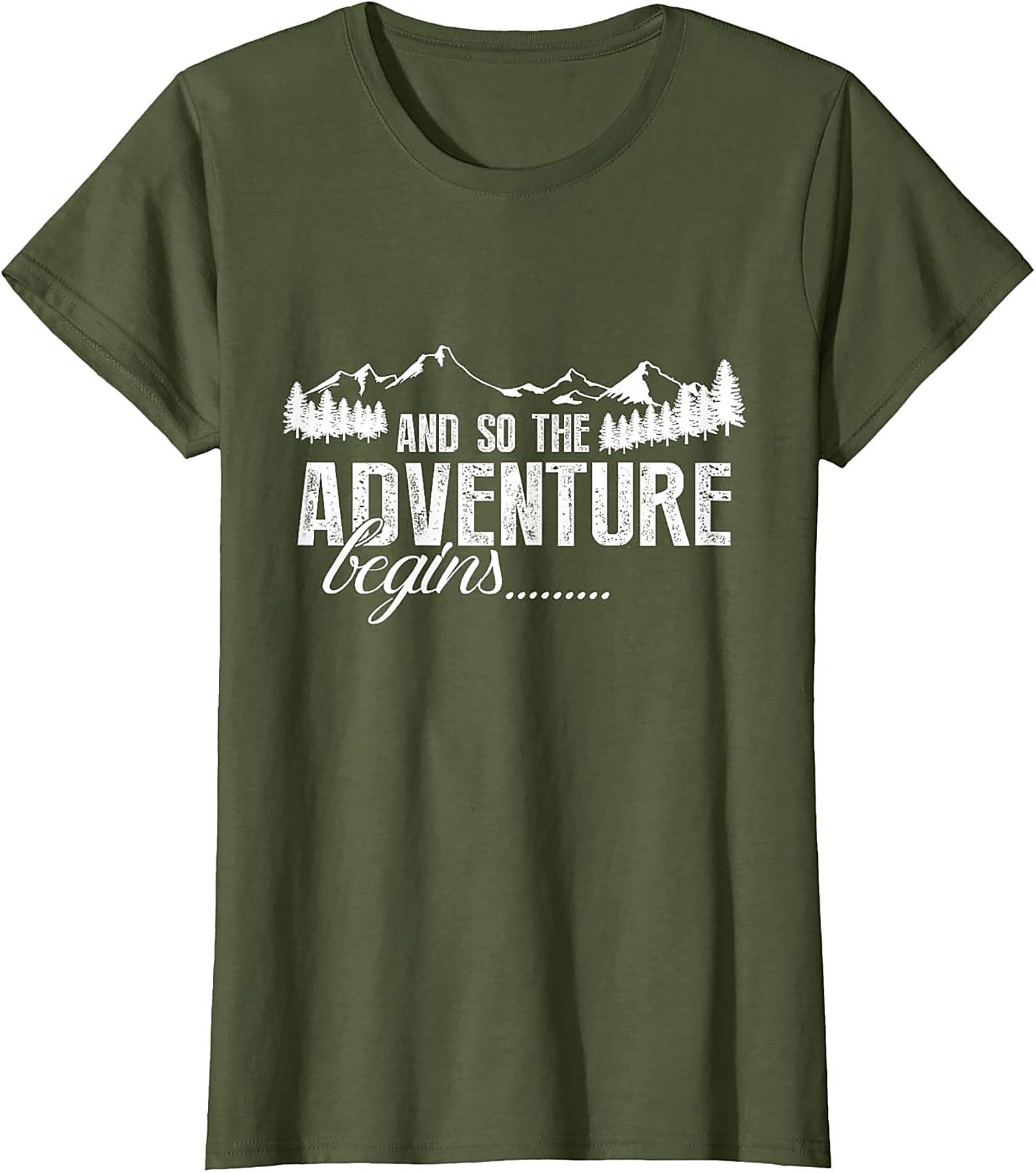 Adventure Begins T-Shirt Hiking Mountain Graphic Tee