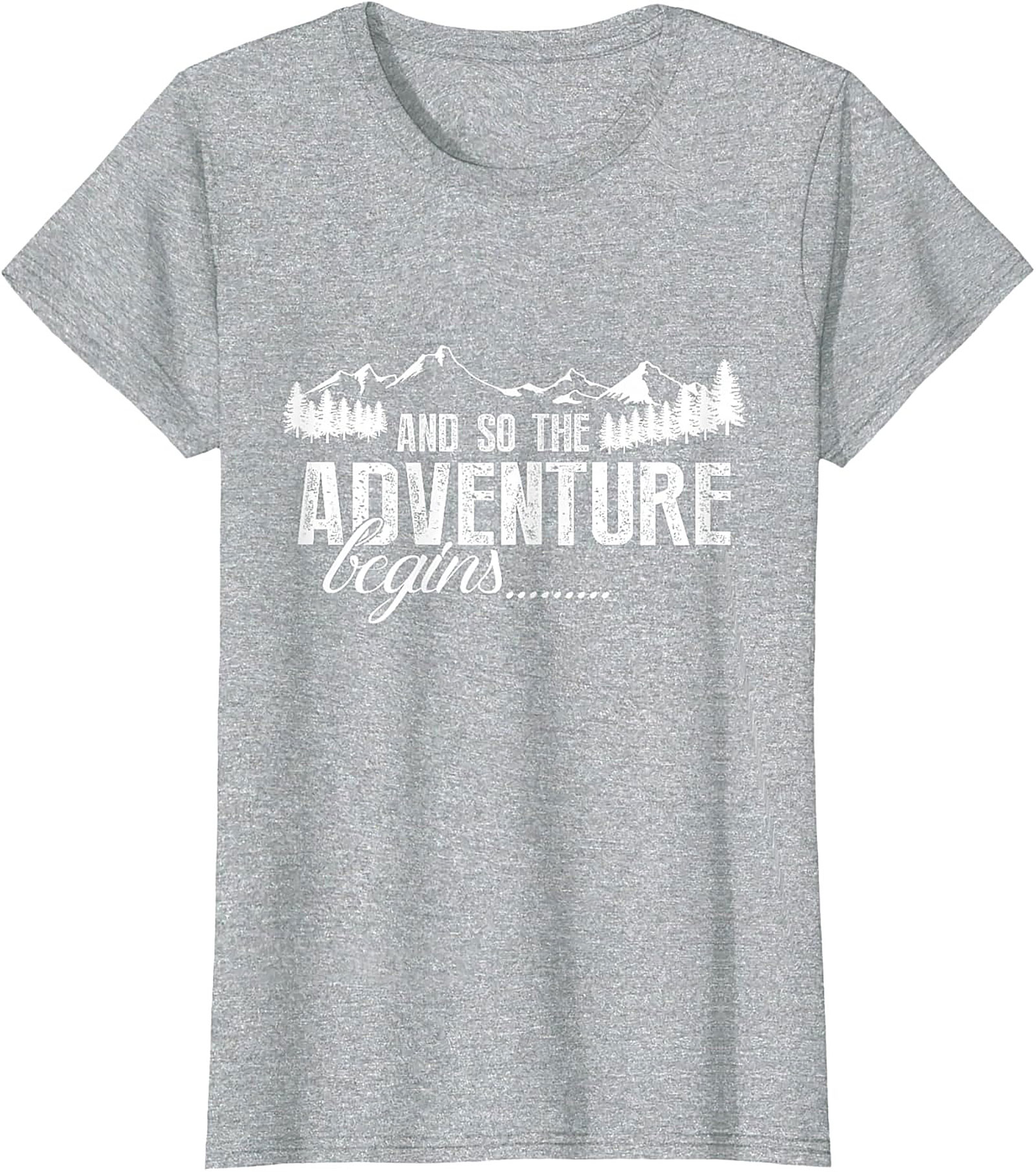 Adventure Begins T-Shirt Hiking Mountain Graphic Tee