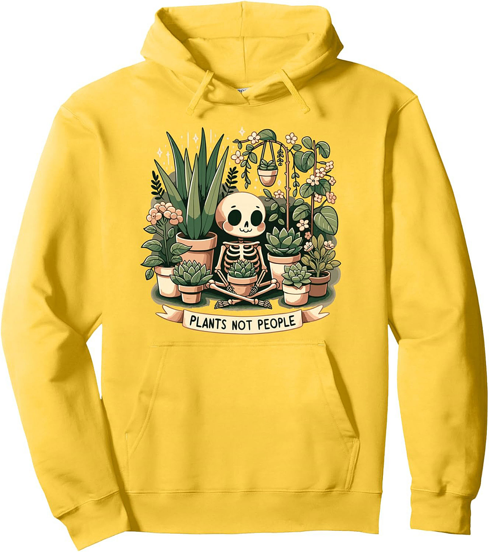 Plants Not People Skeleton Pullover Hoodie Introvert Gift