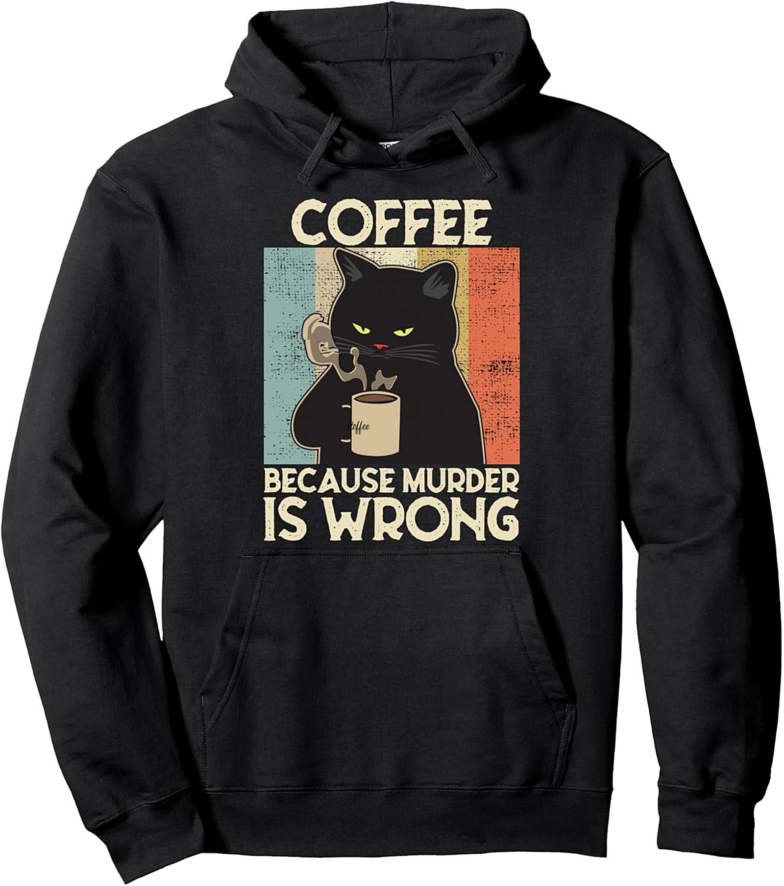 Sarcastic Coffee Cat Pullover Hoodie Vintage Graphic
