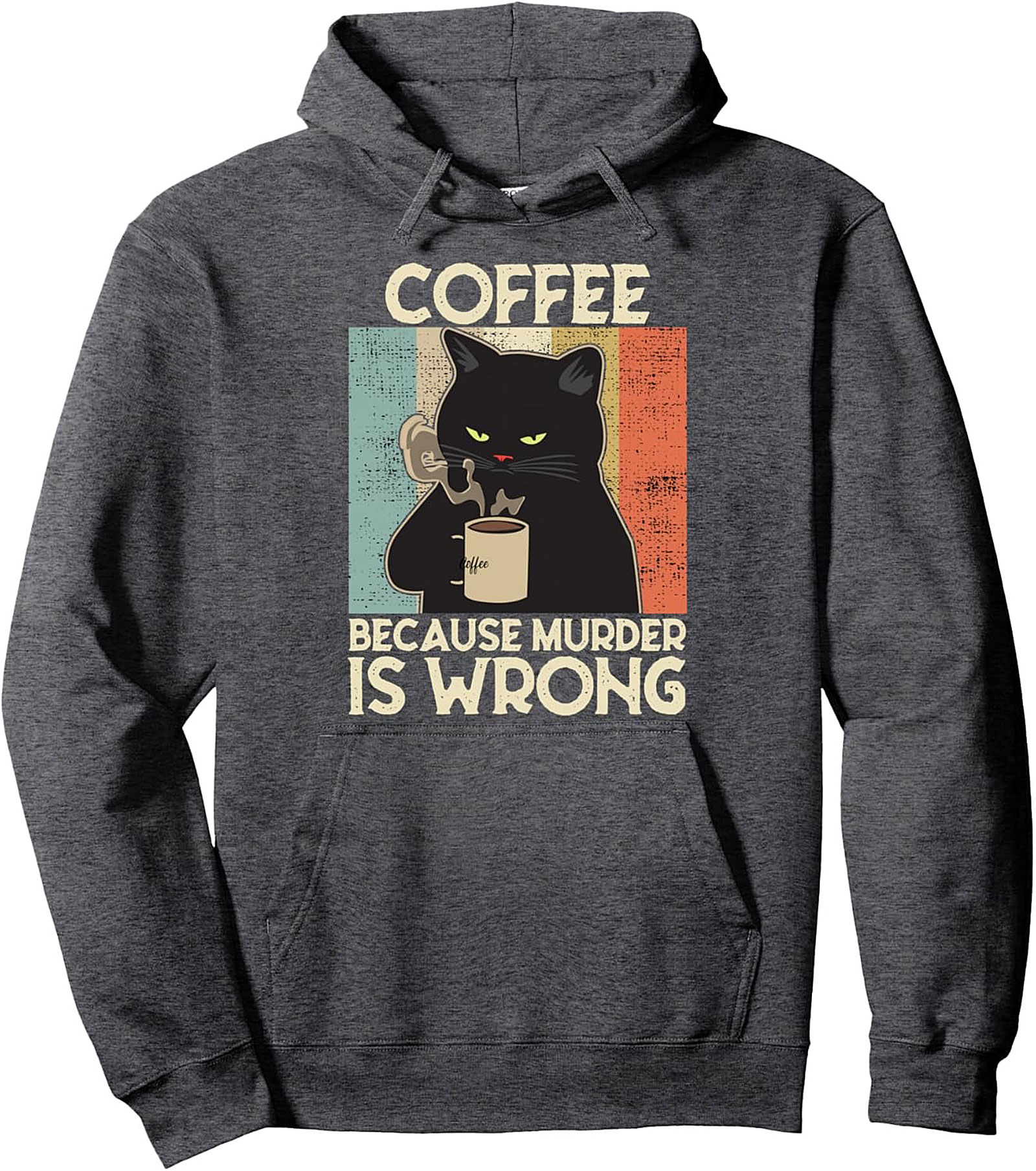 Sarcastic Coffee Cat Pullover Hoodie Vintage Graphic