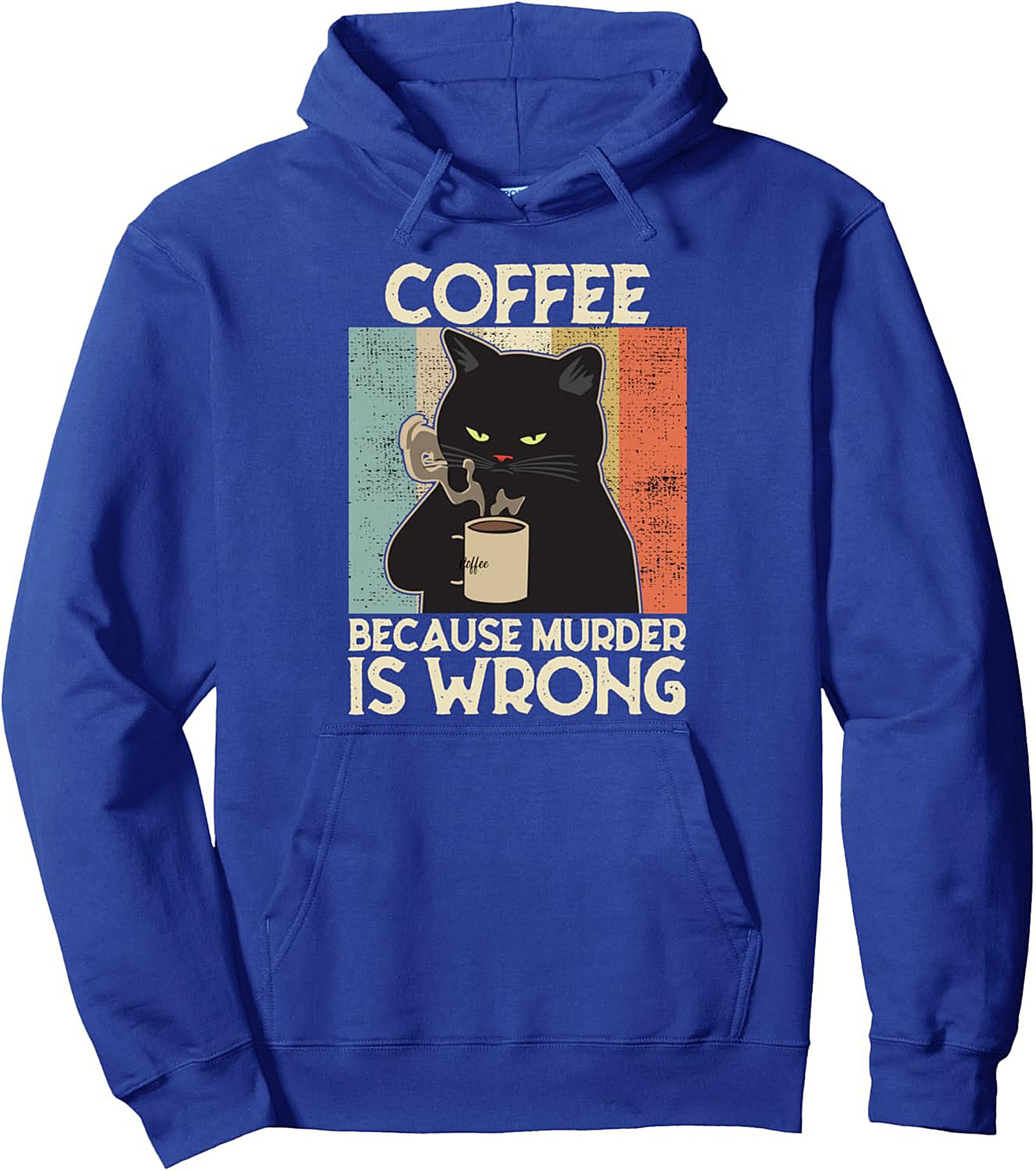 Sarcastic Coffee Cat Pullover Hoodie Vintage Graphic