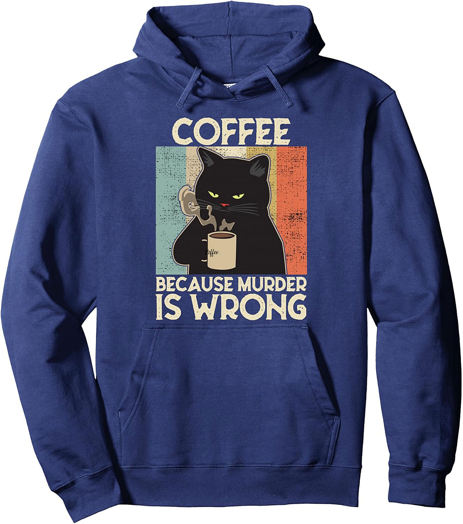 Sarcastic Coffee Cat Pullover Hoodie Vintage Graphic