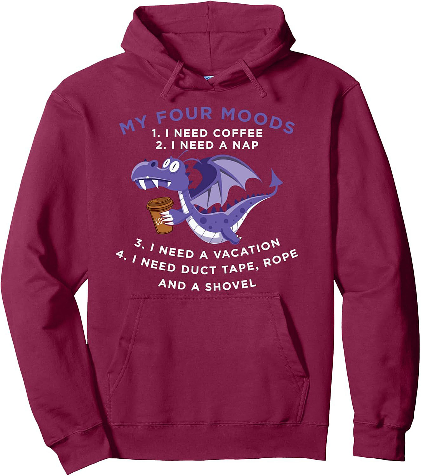 Funny Dragon Moods Pullover Hoodie Sarcastic Graphic Gift