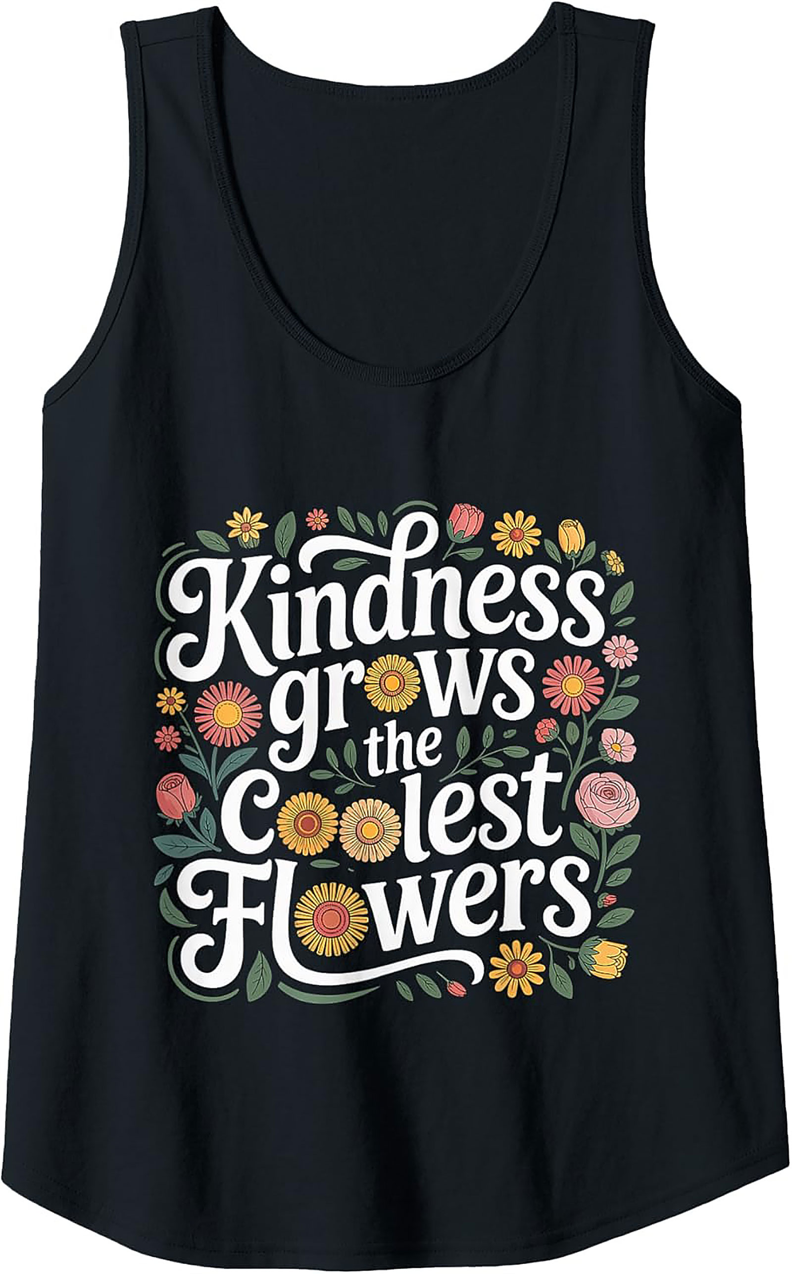 Kindness Grows Flowers Graphic Tank Top | Sleeveless Shirt